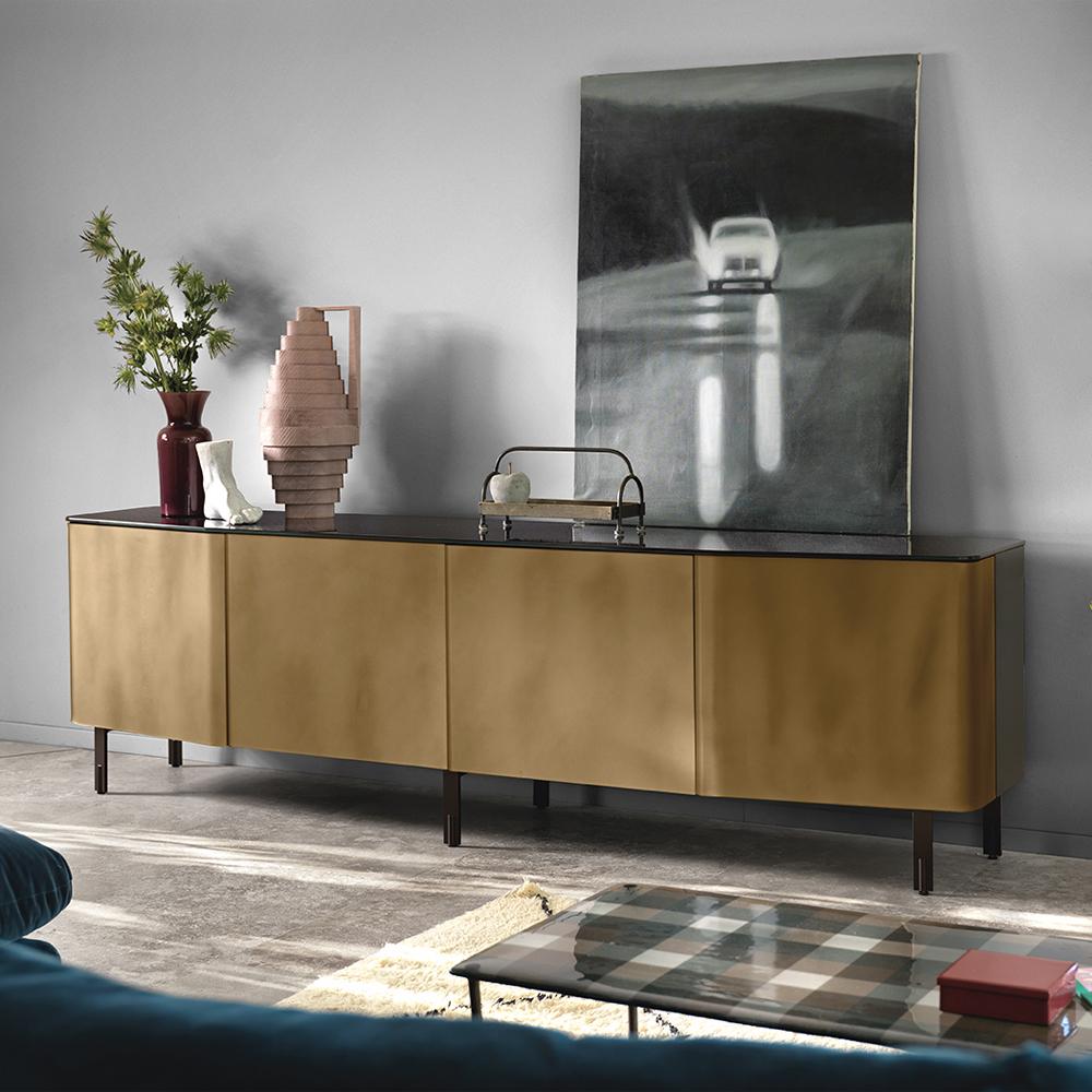 Flat Glass Sideboard Coated with Acid-Etched Glass In New Condition For Sale In Paris, FR