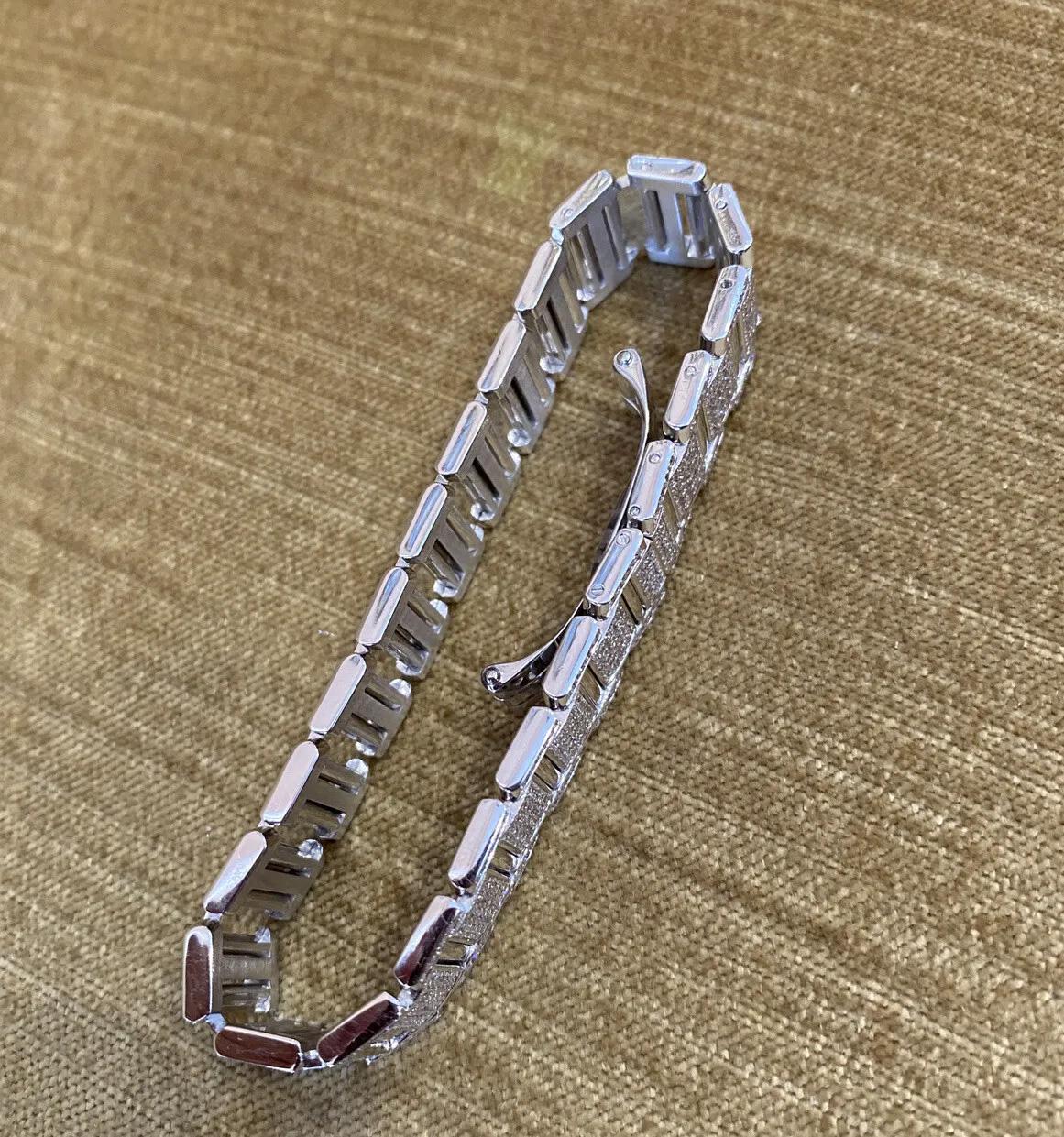 Flat Link Diamond Pave Bracelet 8.50 Carat Total Weight in 18k White Gold In Excellent Condition For Sale In La Jolla, CA