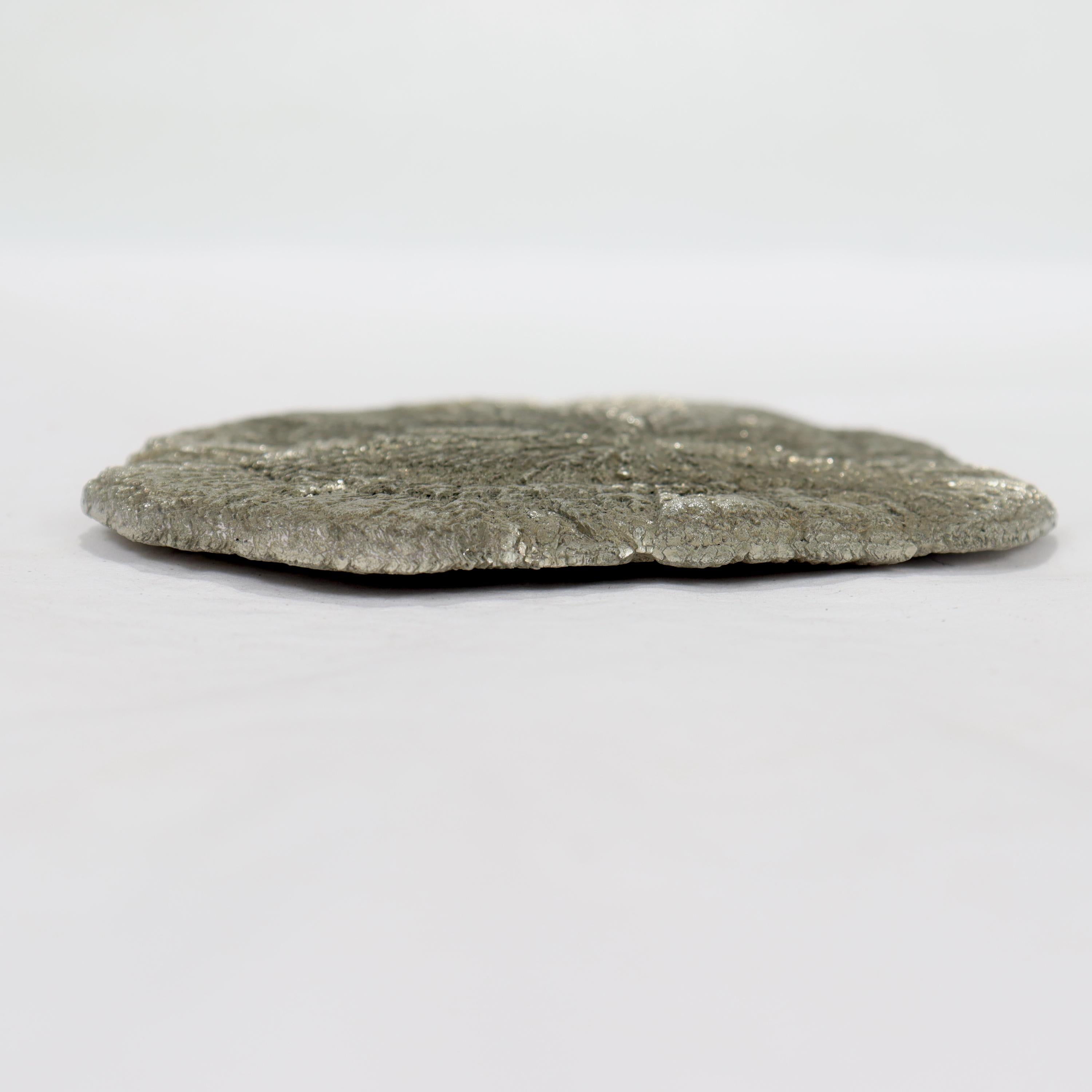 Flat Pyrite Crystal Specimen Paperweight For Sale 2