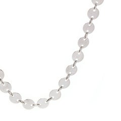 Flat Round Mirror Link Chain Necklace, 14kt White Gold