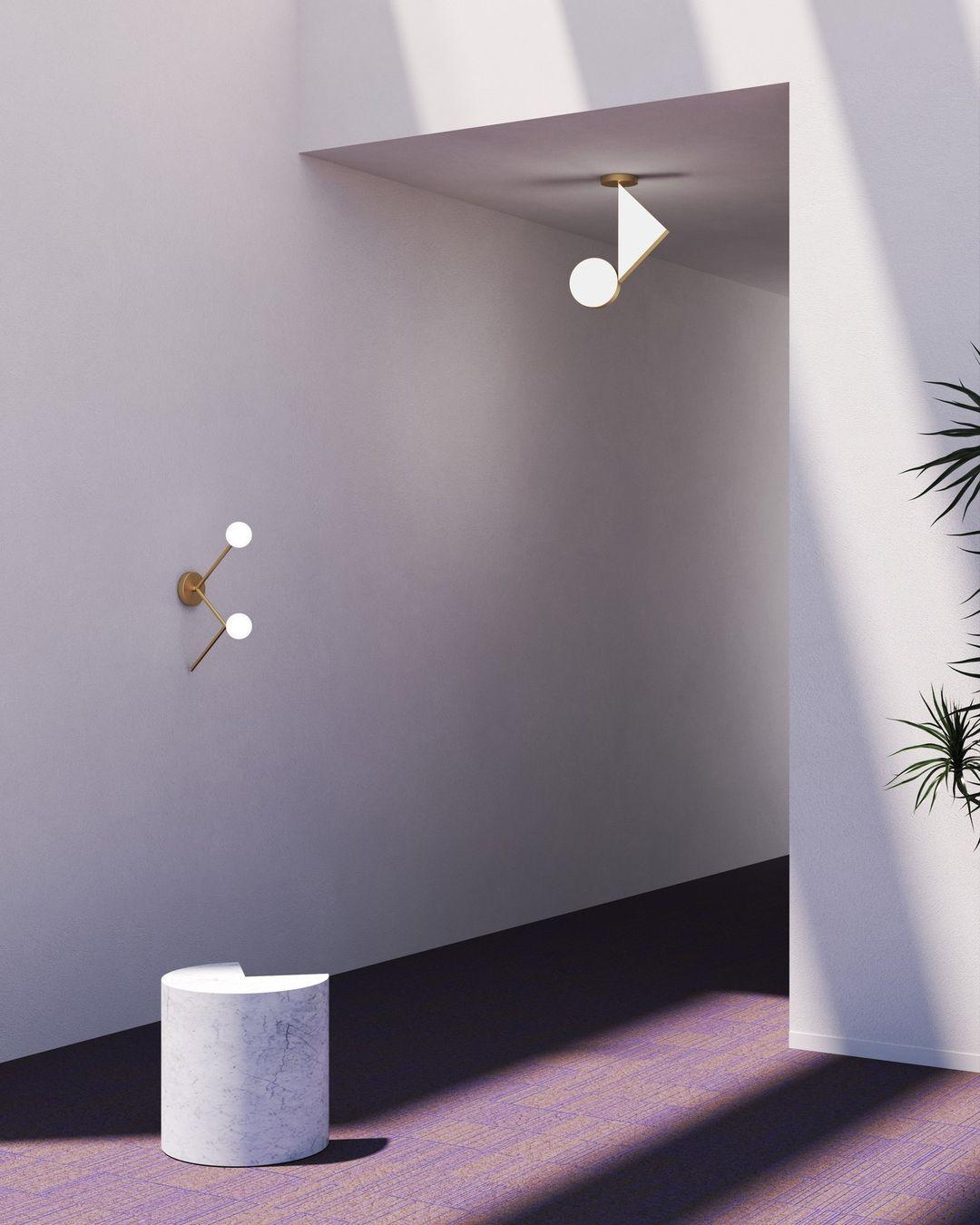 Tedesco Plafoniera Flat Shapes in nichel di Atelier A Light in vendita