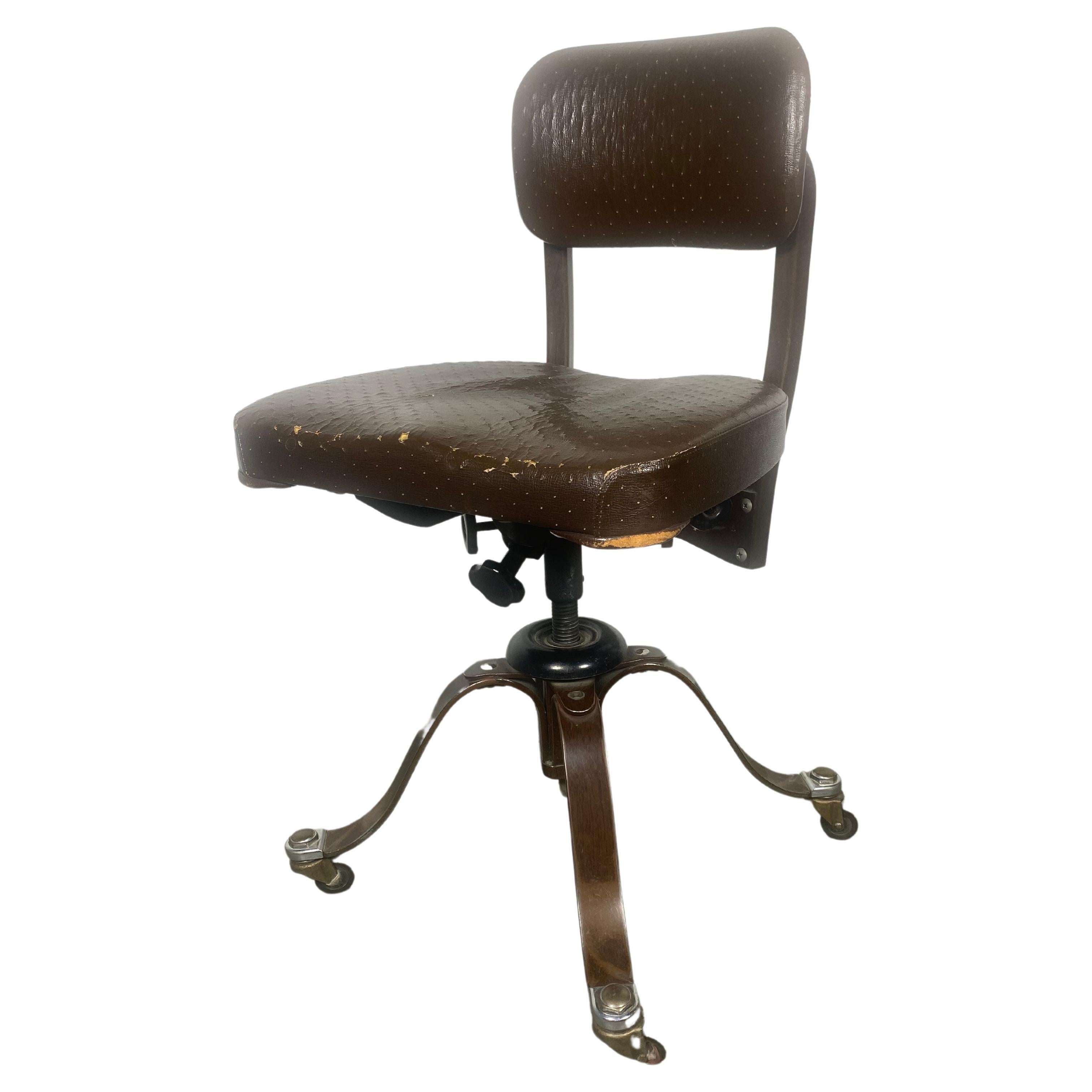 Flat Steel Industrial Task Chair by Remington Rand..original , pure unmolested For Sale