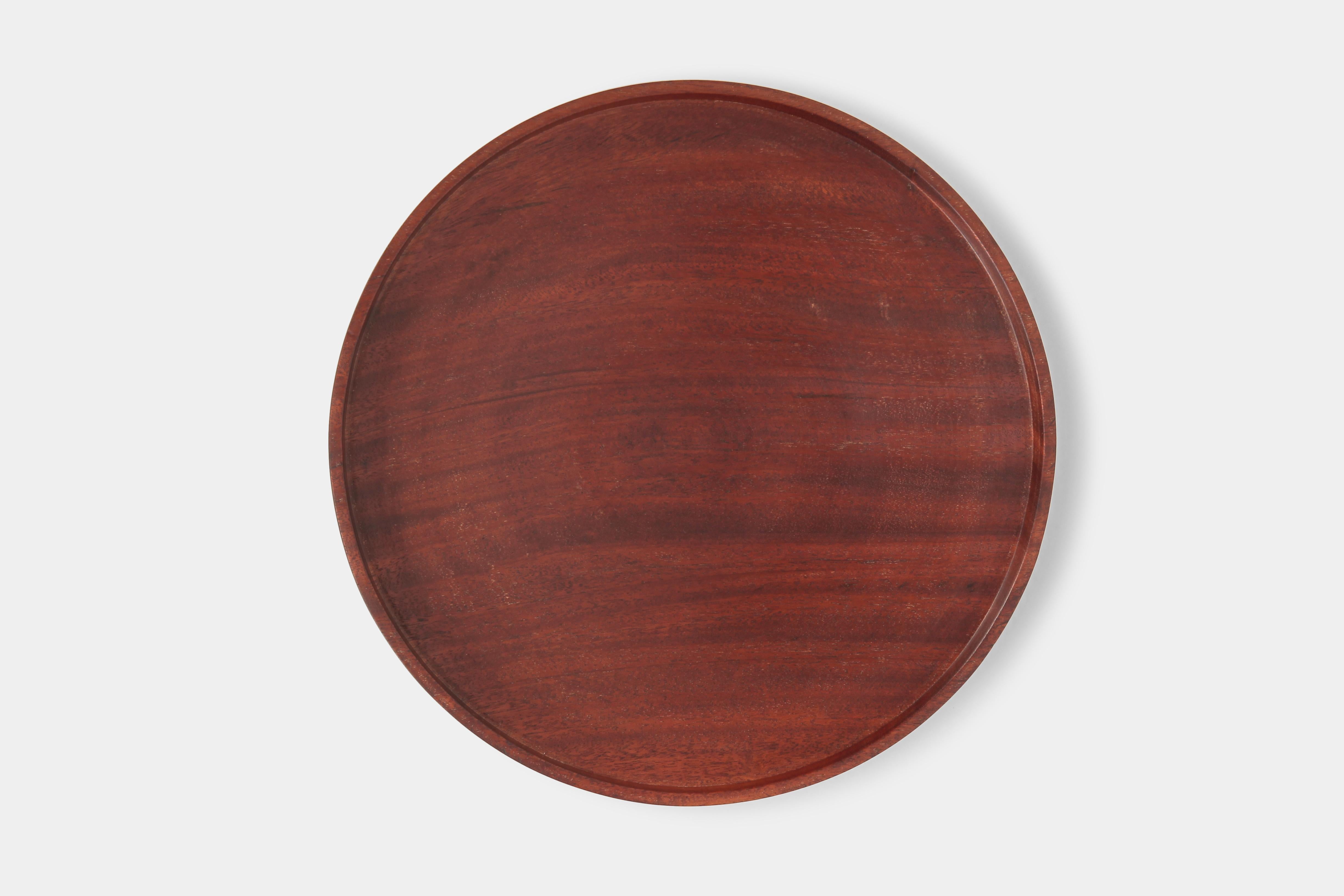 Danish Flat Teak Bowl Hand-Turned Denmark, 1960s For Sale