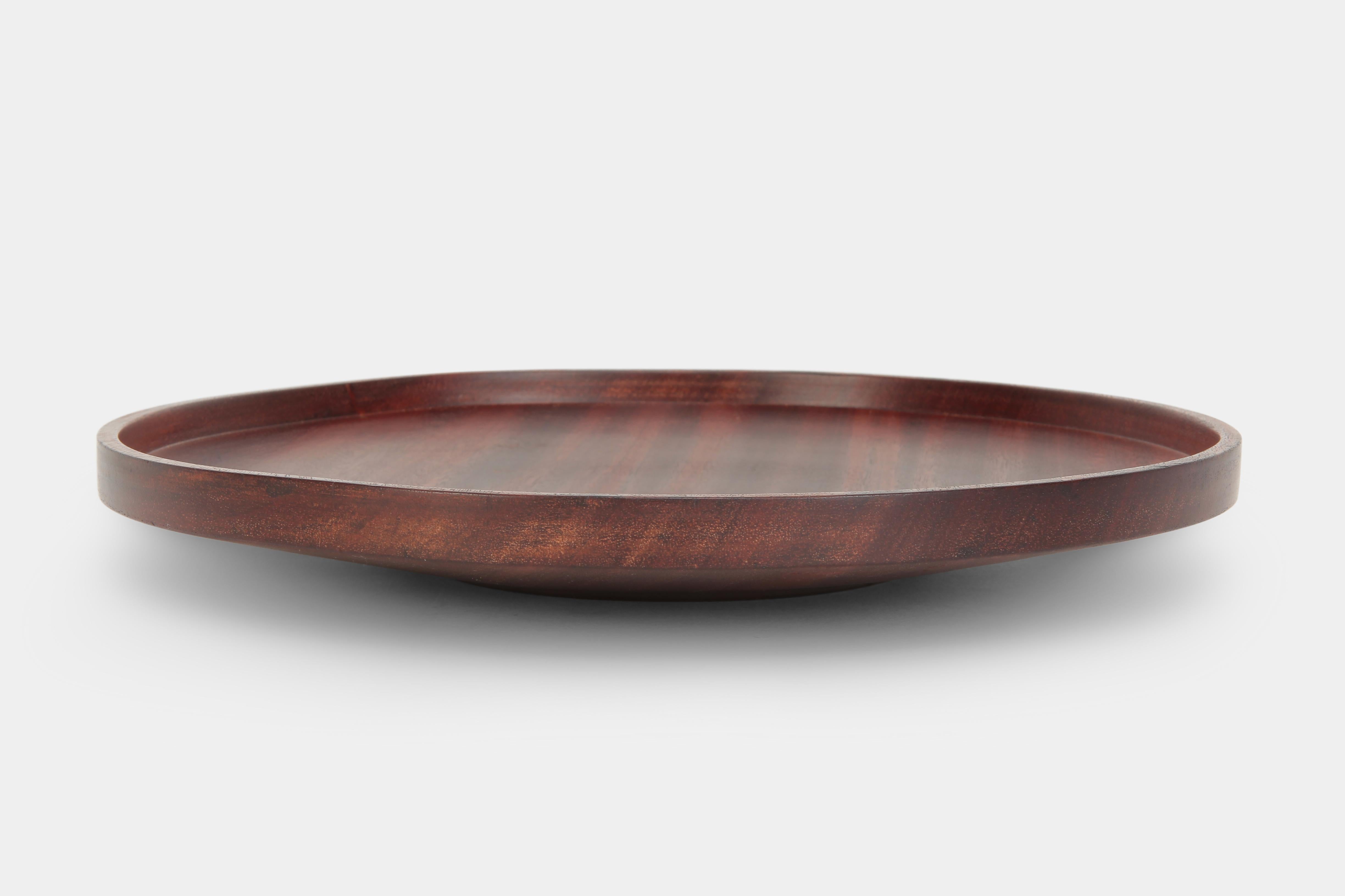 Flat Teak Bowl Hand-Turned Denmark, 1960s In Good Condition For Sale In Basel, CH