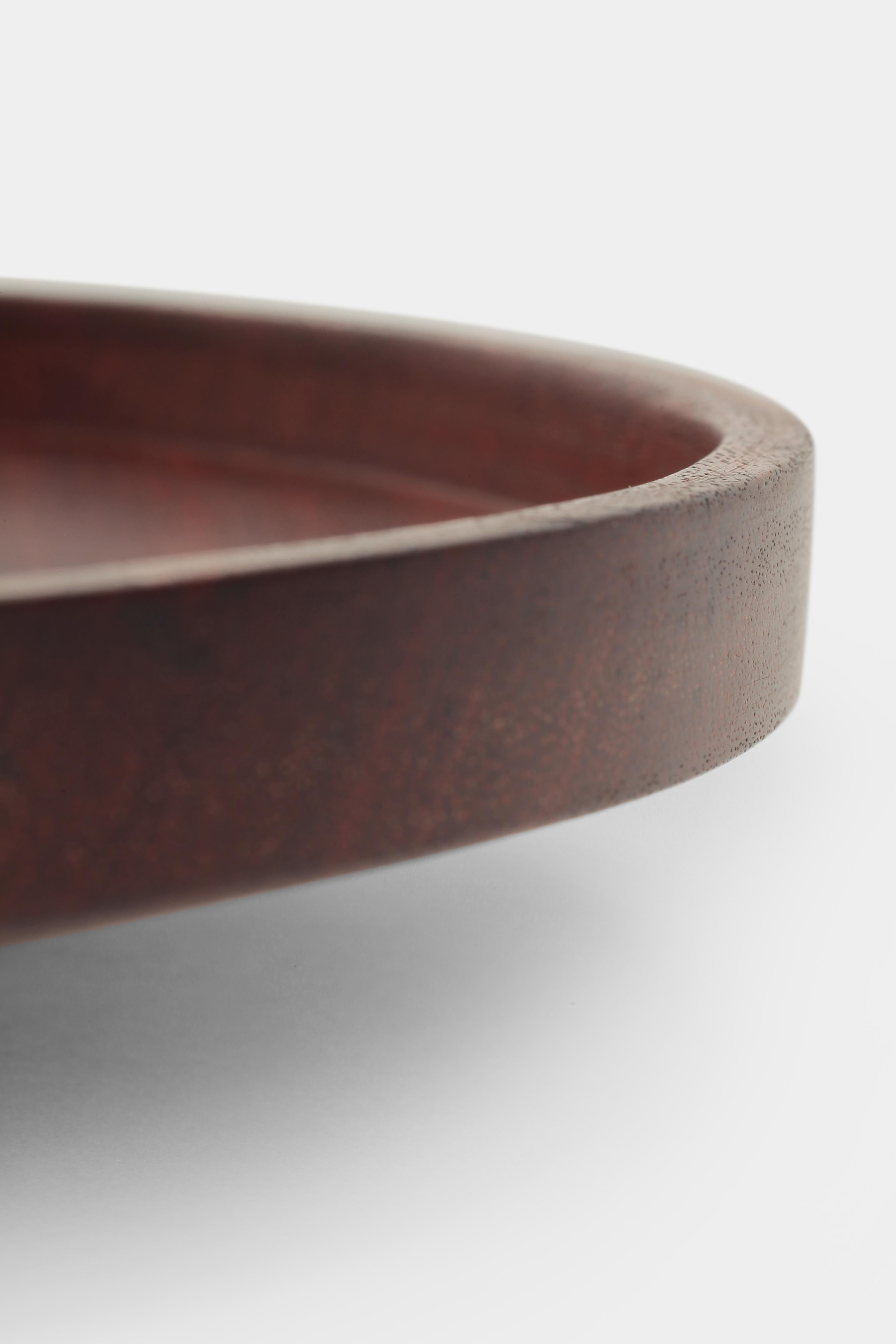 Flat Teak Bowl Hand-Turned Denmark, 1960s For Sale 1