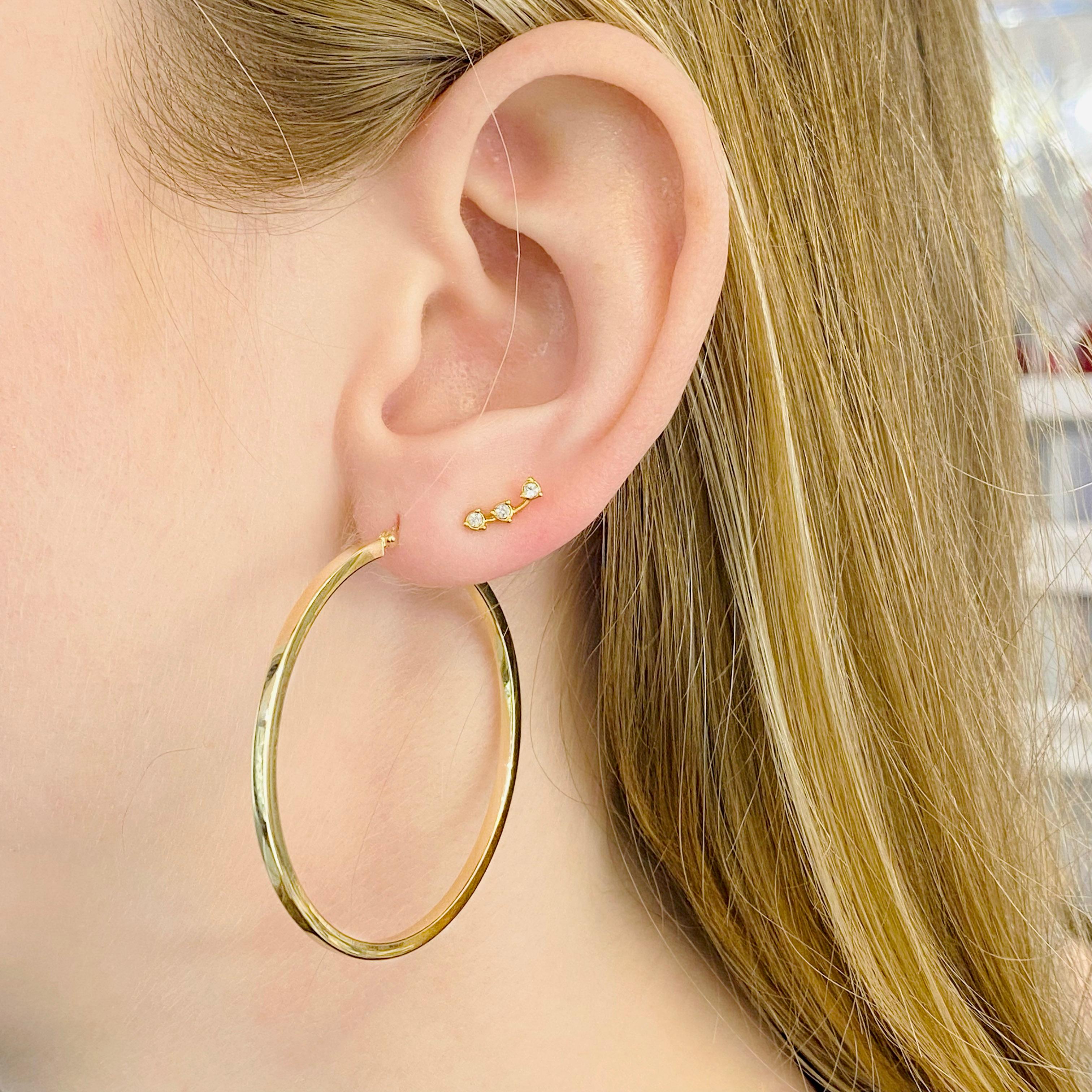 1.5 inch 14k gold hoop earrings