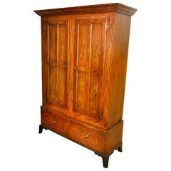 Antique Flat Wall Cupboard Two-Piece Salomon Fancy Paint Decoration, circa 1800