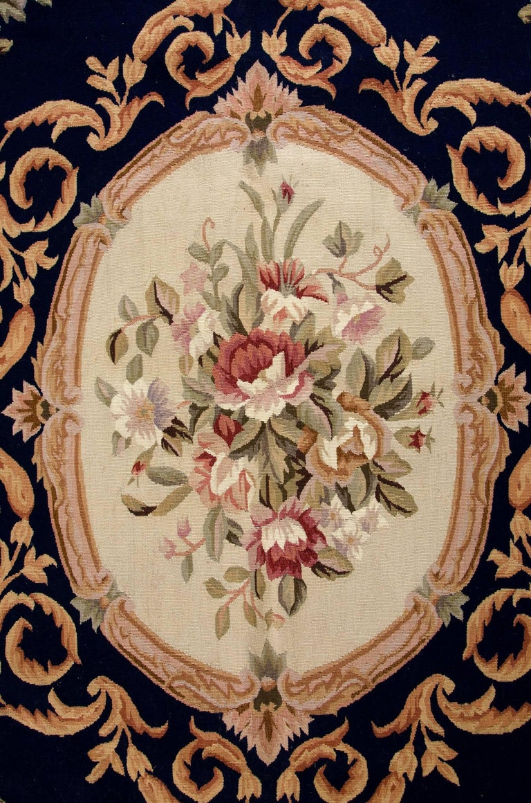 Flat Weave Floral Handmade French Style Carpet Aubusson Style Rugs For