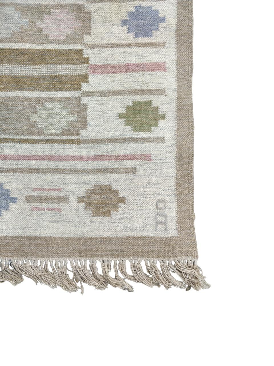  Flat-weave Kilim carpet by Swedish textile designer Anna Johanna Ångström   In Good Condition For Sale In Firenze, FI