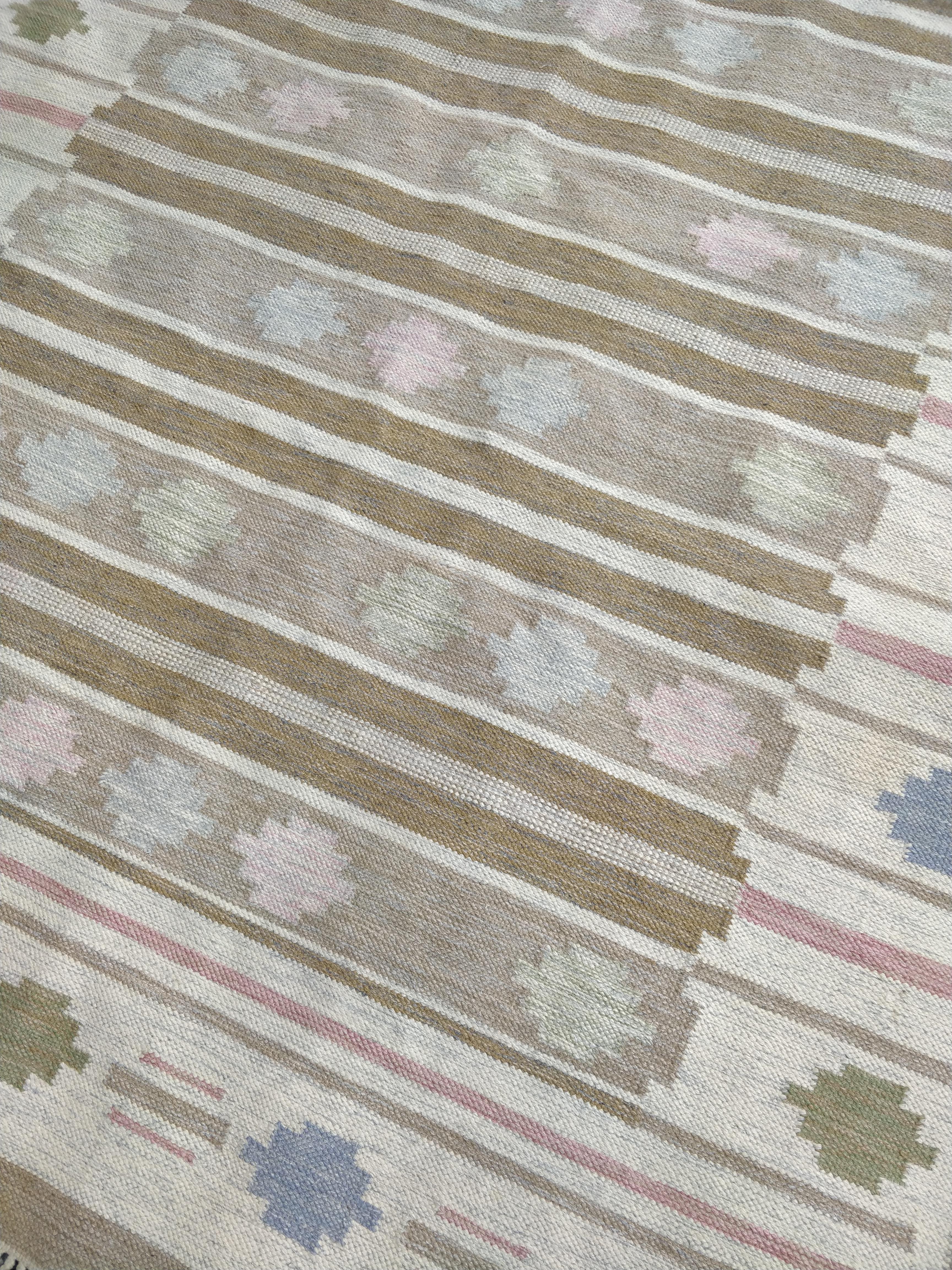 Mid-20th Century  Flat-weave Kilim carpet by Swedish textile designer Anna Johanna Ångström   For Sale