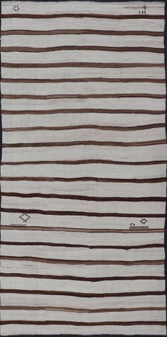 Flachgewebter Vintage-Galerie-Teppich aus Kelim aus der Türkei mit horizontalen Streifen