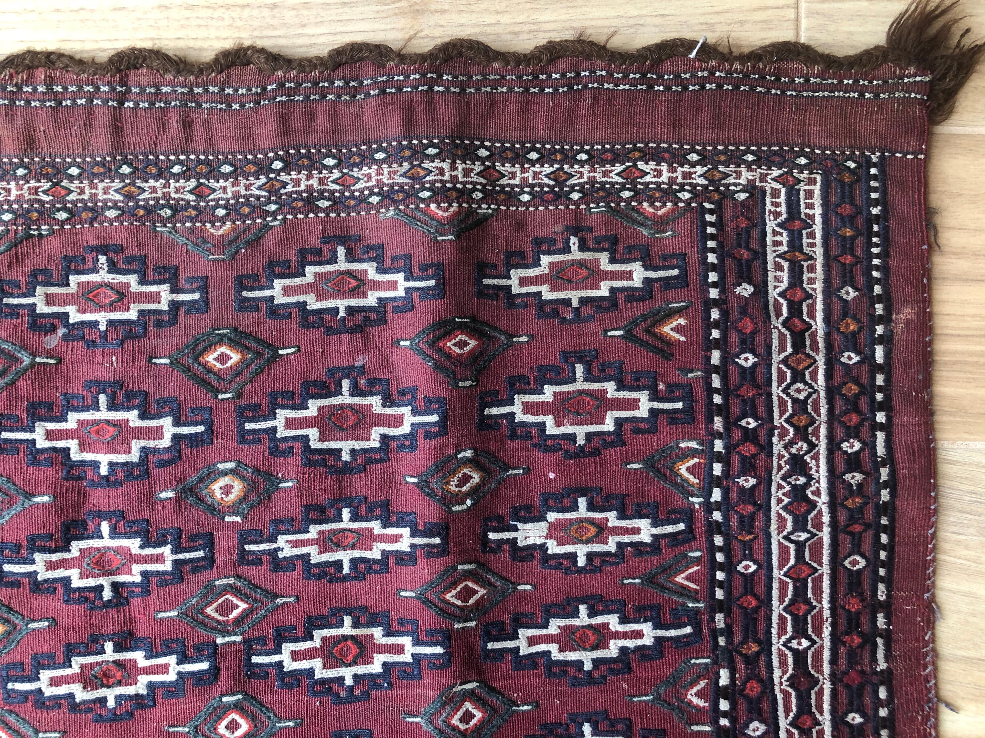 Persian Flat-Weave Kilim Sumac Geometric Rug