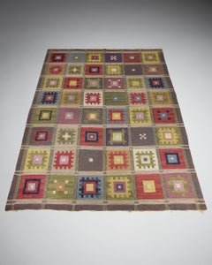 Flat weave rug for Bohusslöjd–Konstfliten, Sweden, 1950s