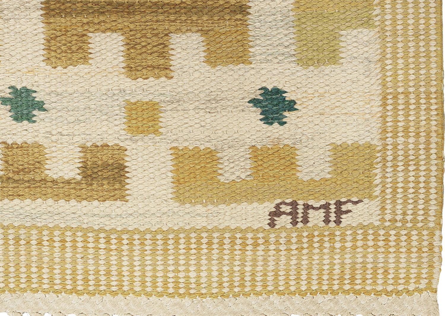 Mid-Century Modern No1. Vintage Swedish Flat-weave rug by Ann-Mari Forsberg, Mid-20th Century