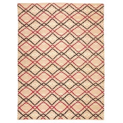 Flat-Weave Rug Handmade Wool Kilim Brown and Pink. 4.05 x 3.00 m.