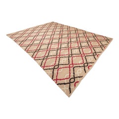 Flat-Weave Rug Handmade Wool Kilim Brown and Pink. 4.05 x 3.00 m.