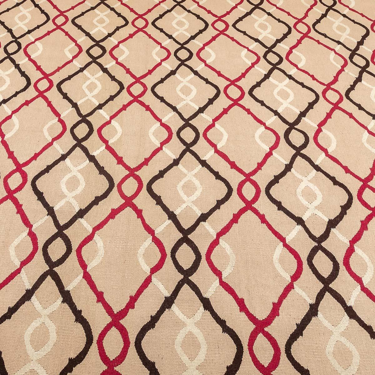 Flat-Weave Rug Handmade Wool Kilim Brown and Pink. 4.05 x 3.00 m. In New Condition For Sale In MADRID, ES