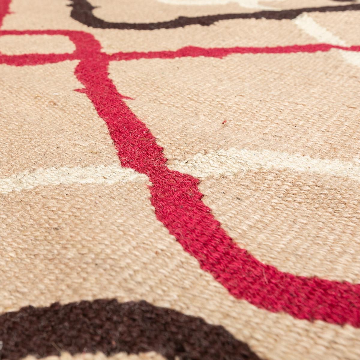 Flat-Weave Rug Handmade Wool Kilim Brown and Pink. 4.05 x 3.00 m. For Sale 2