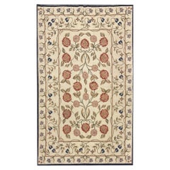 Vintage Flat Weave Rug Ivory Handwoven Carpet Floral Livingroom Rugs for Sale Home Decor