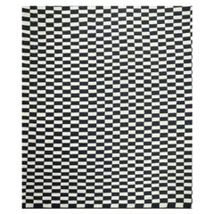 Flat-weave rug Swedish style Black White Mazandaran Kilim Scandinavian Modern