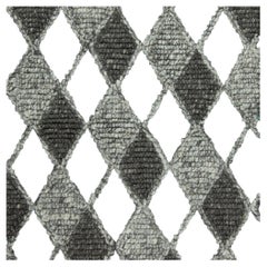 Flat-Weave with Diamond Lattice in Gray, Blue "Tidal Prism" by Doris Leslie Blau