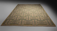 Flat-Weave Wool Kilim, Sweden 1950