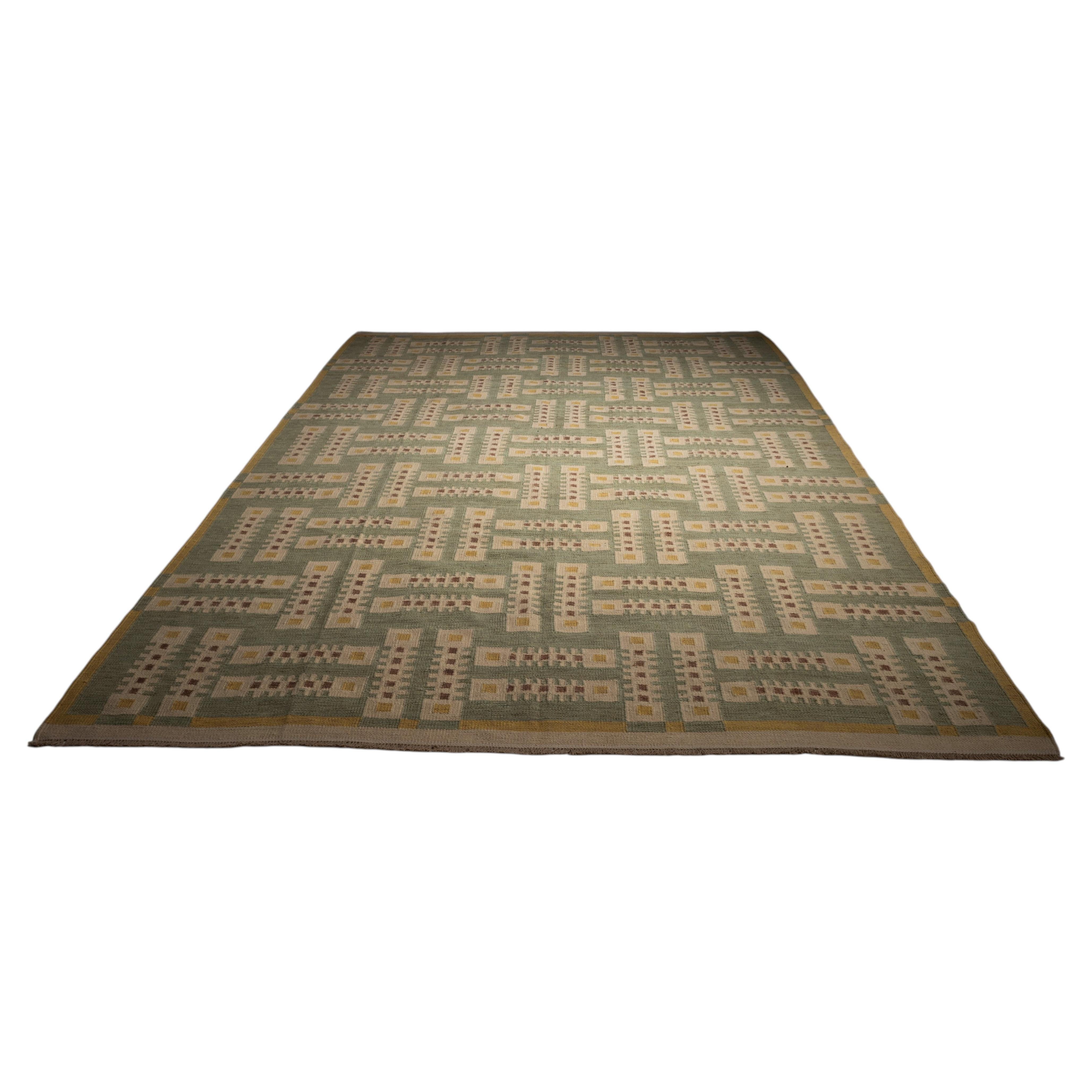 Flat-Weave Wool Kilim, Sweden 1950 For Sale