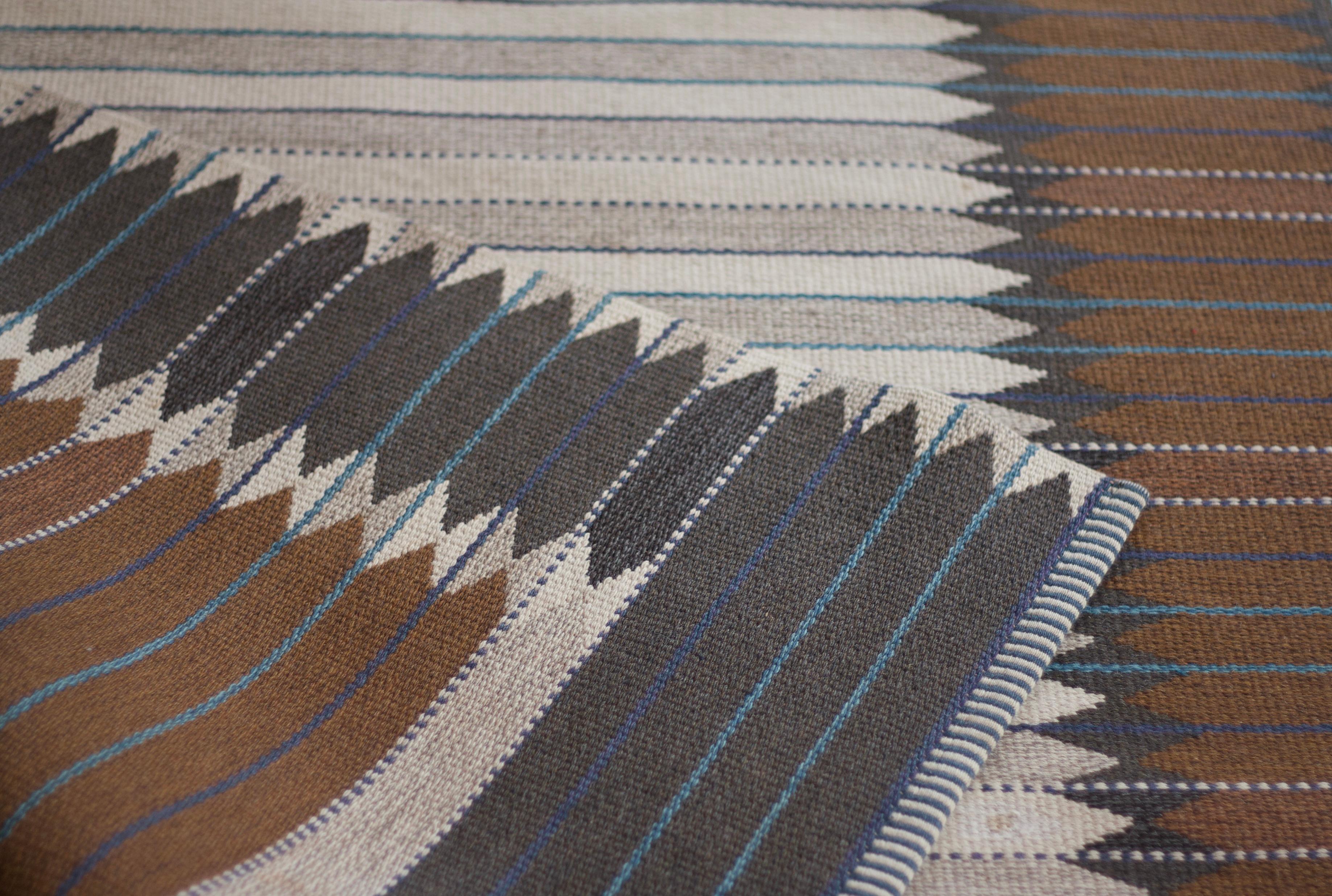 Flat-weaved Double Sided Swedish Rug by Ingrid Dessau, Mid-20th Century In Excellent Condition In Stockholm, SE