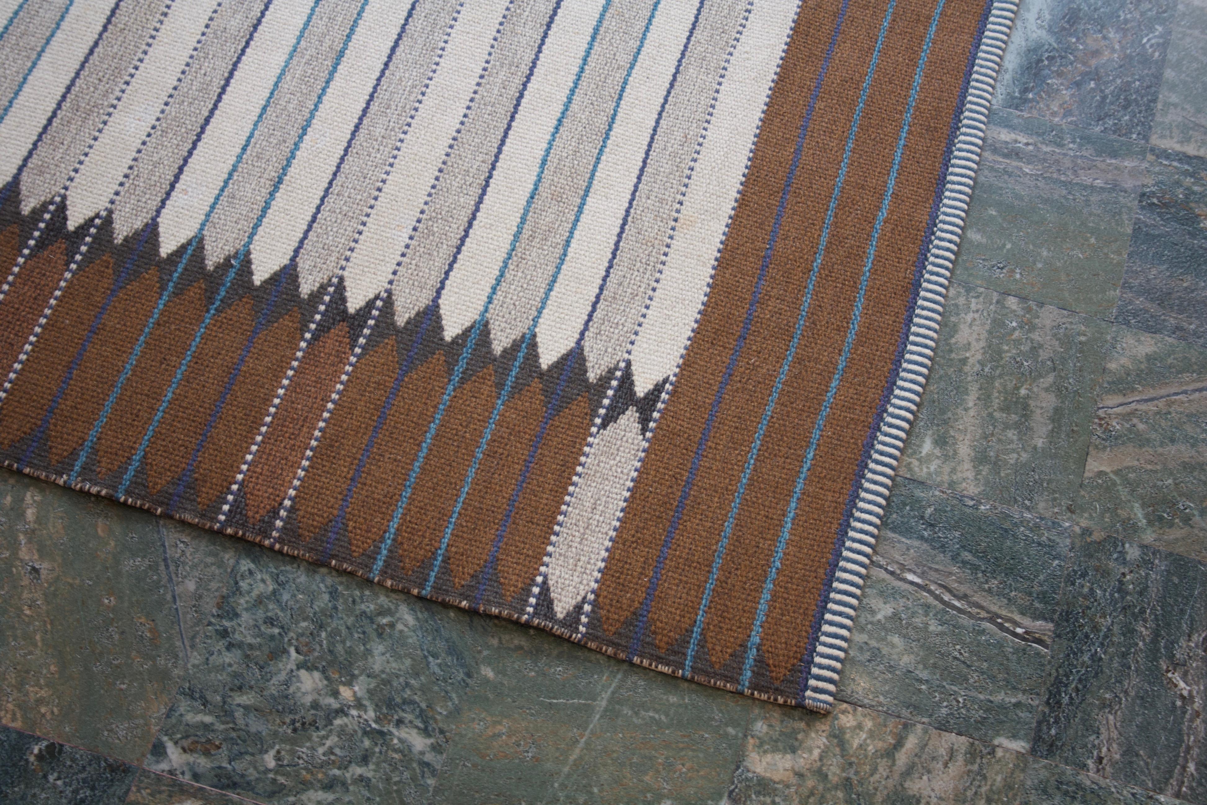 Wool Flat-weaved Double Sided Swedish Rug by Ingrid Dessau, Mid-20th Century