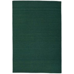 Flat-Woven Dhurrie Emerald Forest Green Solid Wool Rug