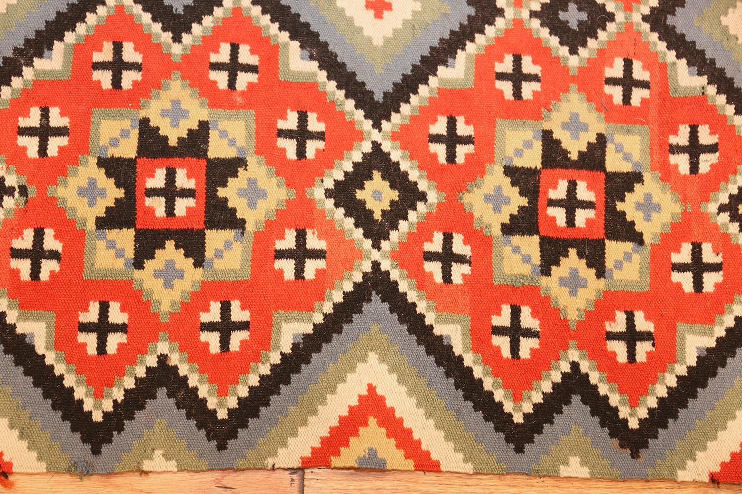 Hand-Woven Flat-Woven Vintage Swedish Kilim