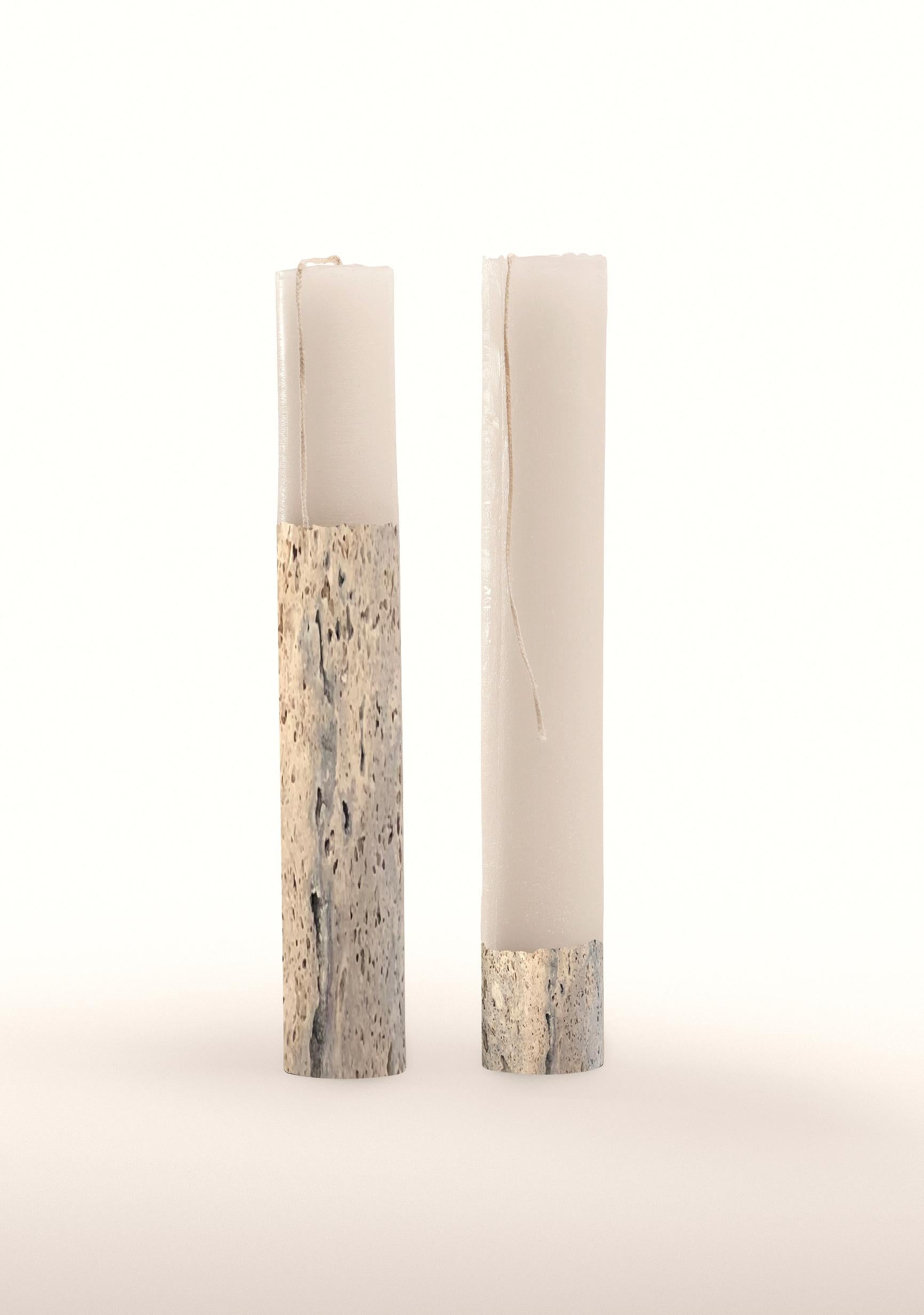 Italian Flato Marble Candle, Set of 2 For Sale