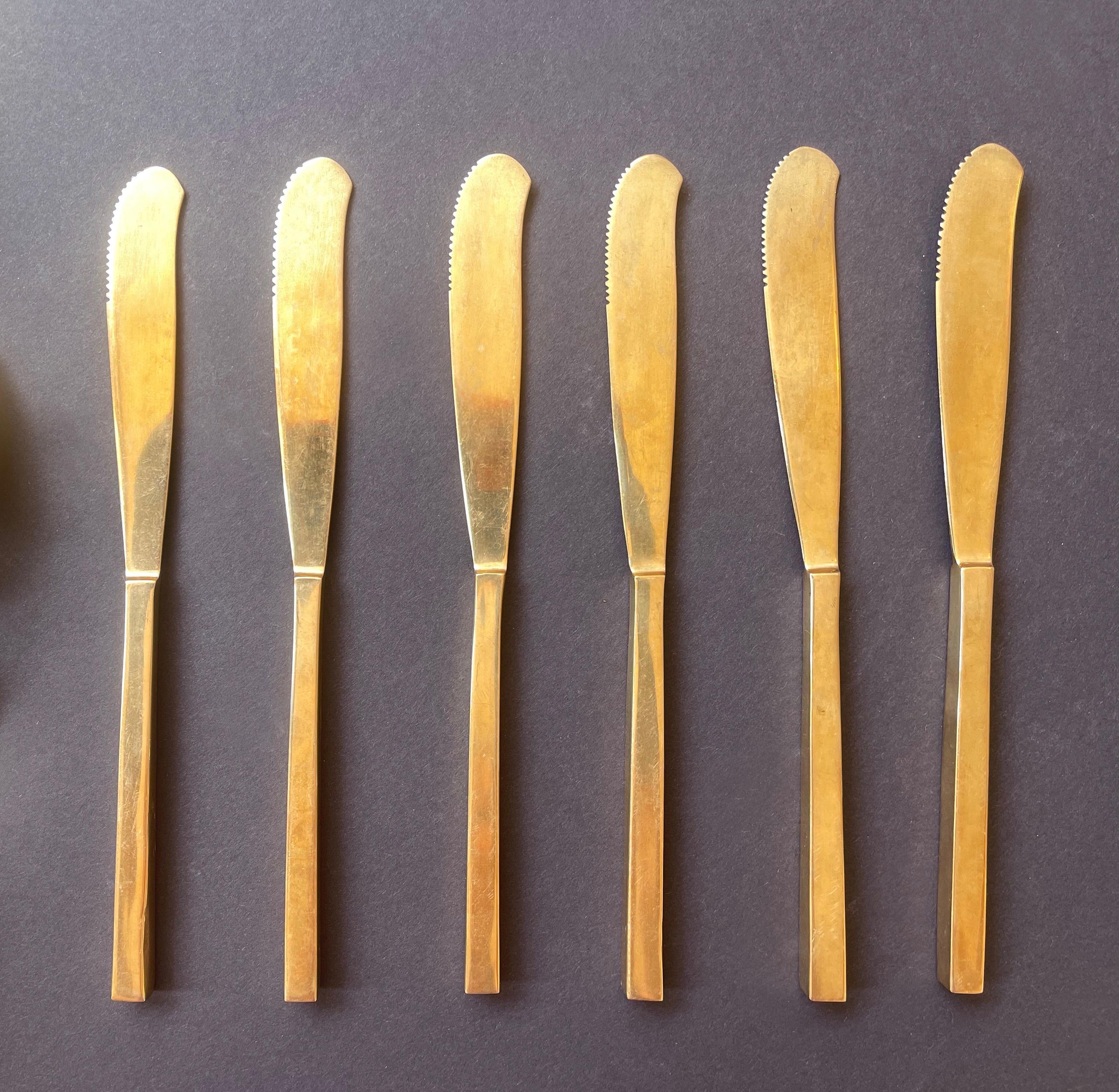 Bronze Flatware Bernadotte 'Scanline' 6 Person Cutlery Set, 39 Pieces, Mid-Century For Sale