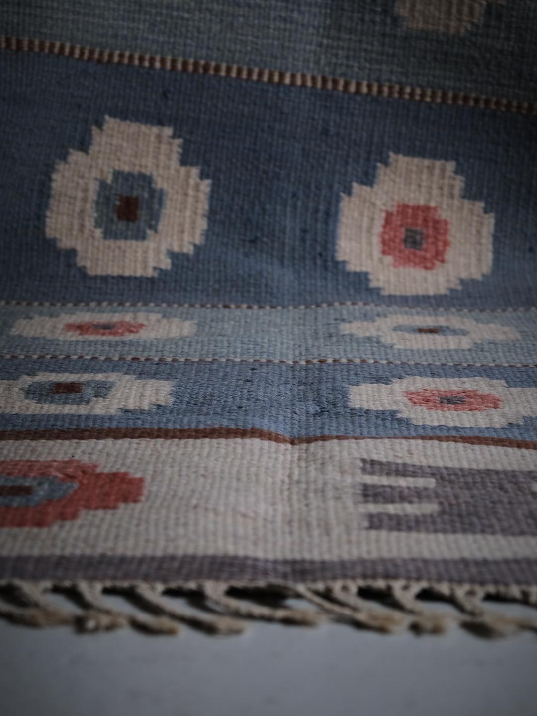Scandinavo moderno Tappeto a tessitura piatta di Alice Wallebäck, Svezia, anni '50 in vendita