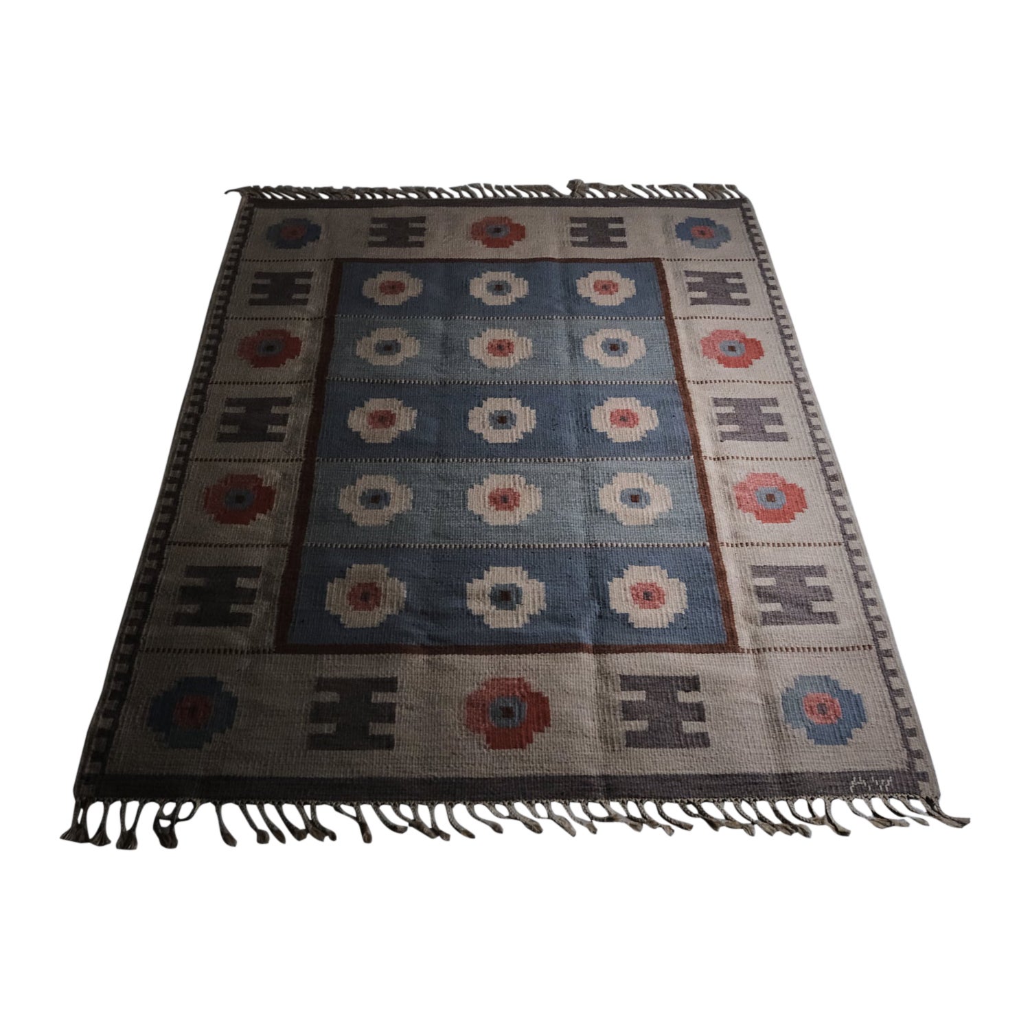 Flatweave carpet by Alice Wallebäck, Sweden, 1950s For Sale