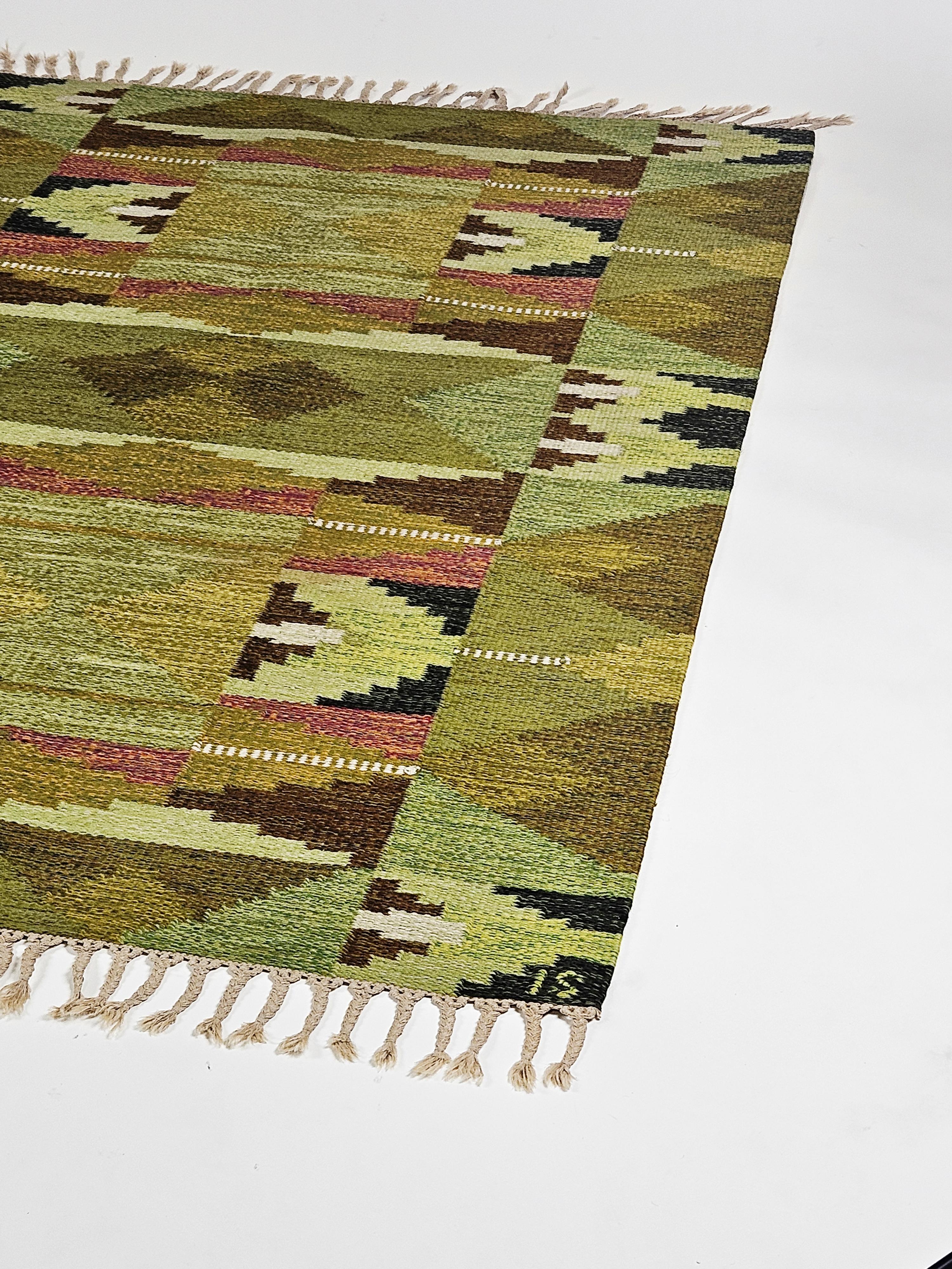 Scandinavian Modern Flatweave carpet by Ingegerd Silow, Sweden, 1950s For Sale