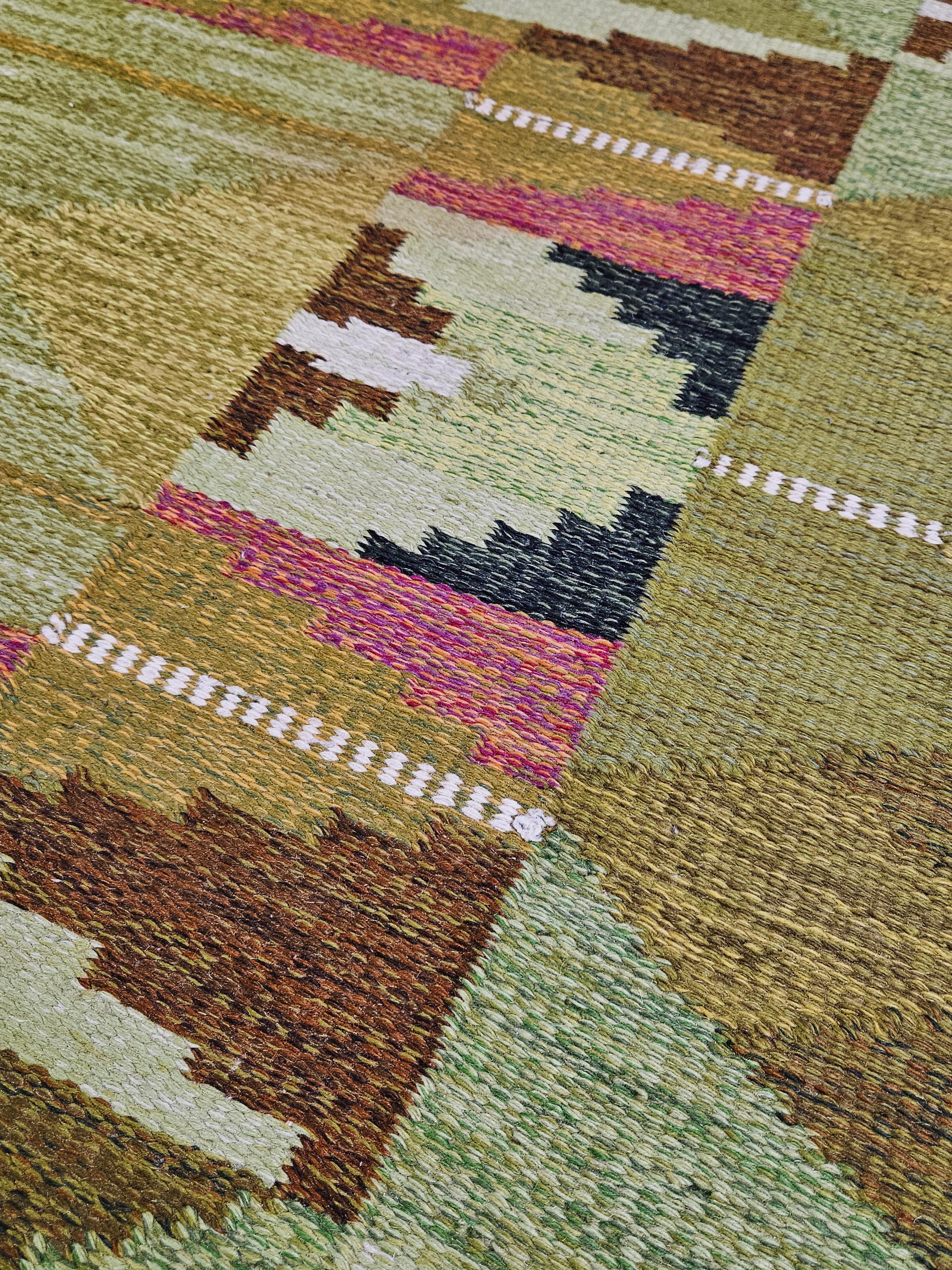 Tapis tissé plat par Ingegerd Silow, Suède, années 1950 Bon état - En vente à Eskilstuna, SE