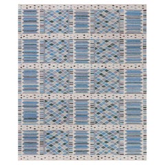 Flatweave Contemporary Geometric Slate Gray Rug "Harlequin" by Doris Leslie Blau