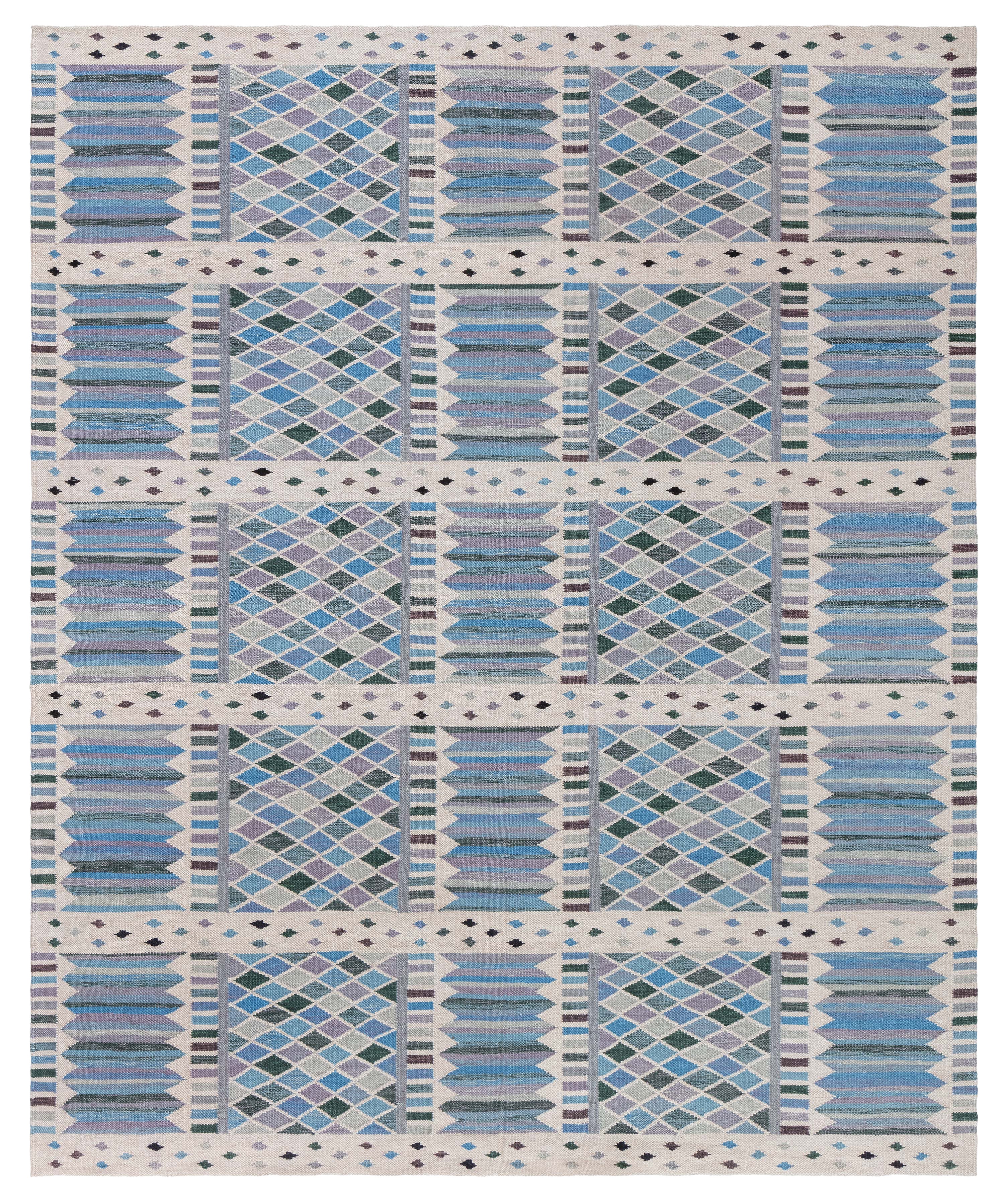 Flatweave Contemporary Geometric Slate Gray Rug "Harlequin" by Doris Leslie Blau For Sale
