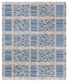 Flatweave Contemporary Geometric Slate Gray Rug "Harlequin" by Doris Leslie Blau