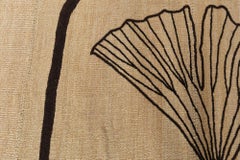 Flatweave Contemporary Ginkgo Leaf Pattern Tan Carpet "Icho"