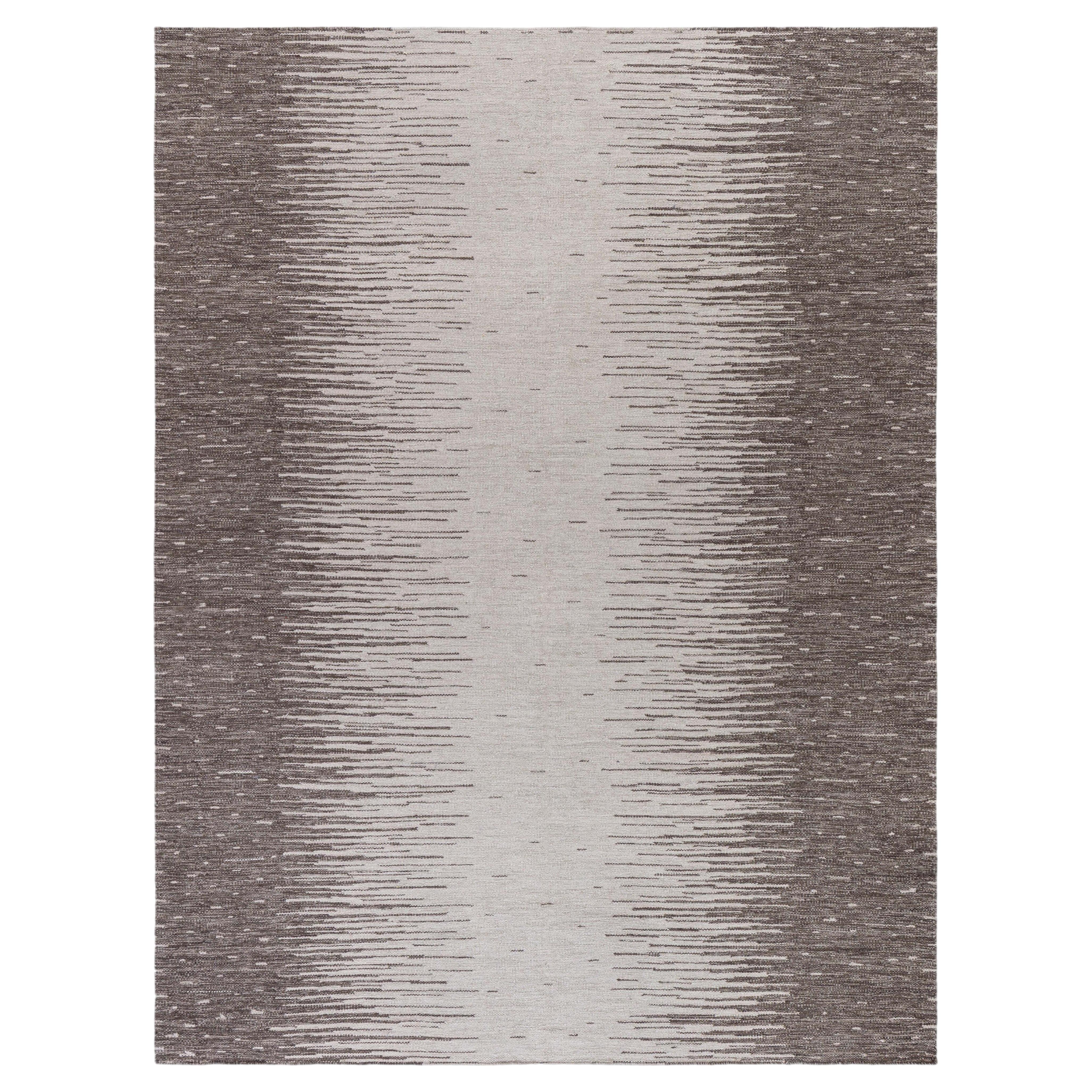 Flatweave Geometric Gray With Taupe Carpet "Rainfall" by Doris Leslie Blau