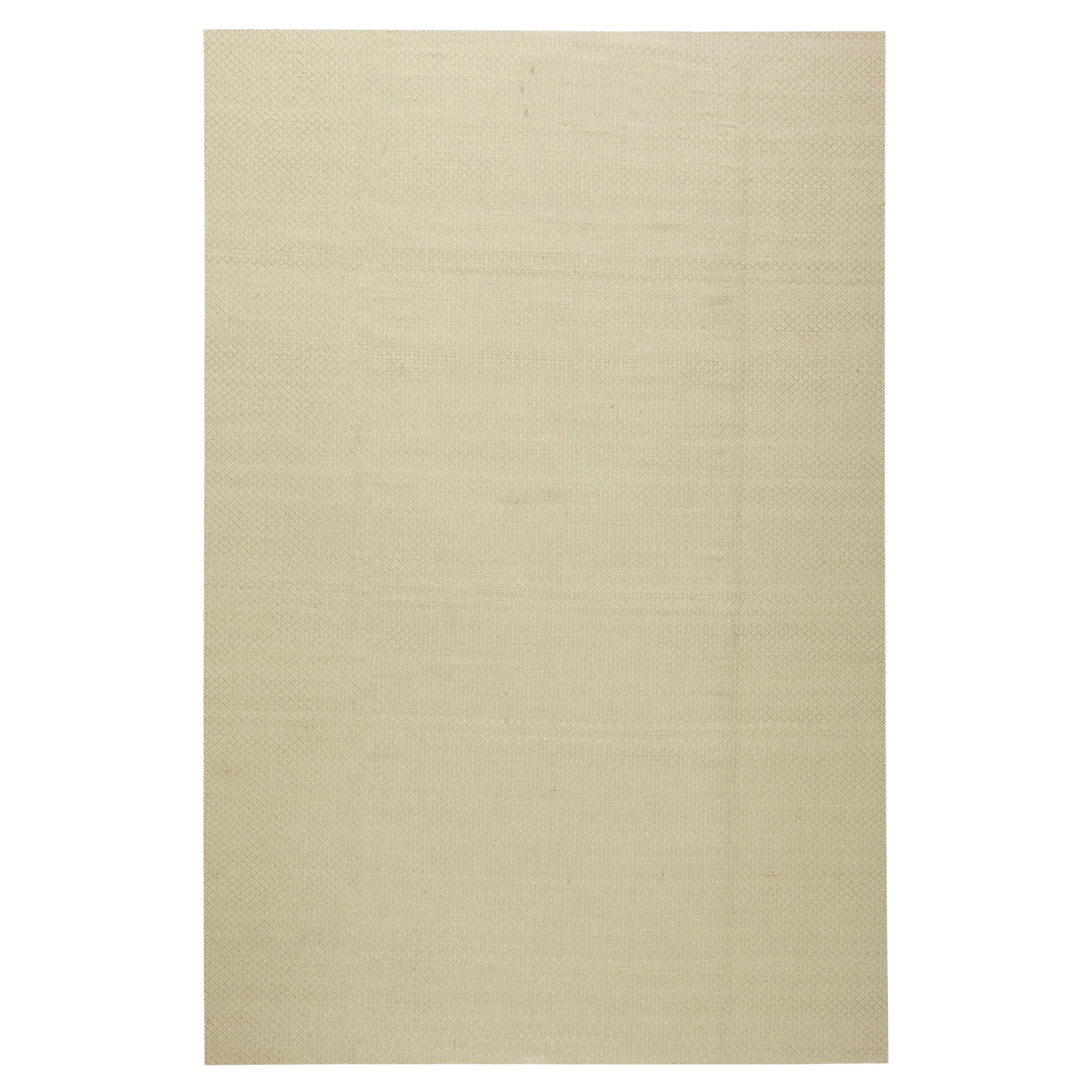 Flatweave Geometric Soft Beige Viscose Carpet "Favo" by Doris Leslie Blau