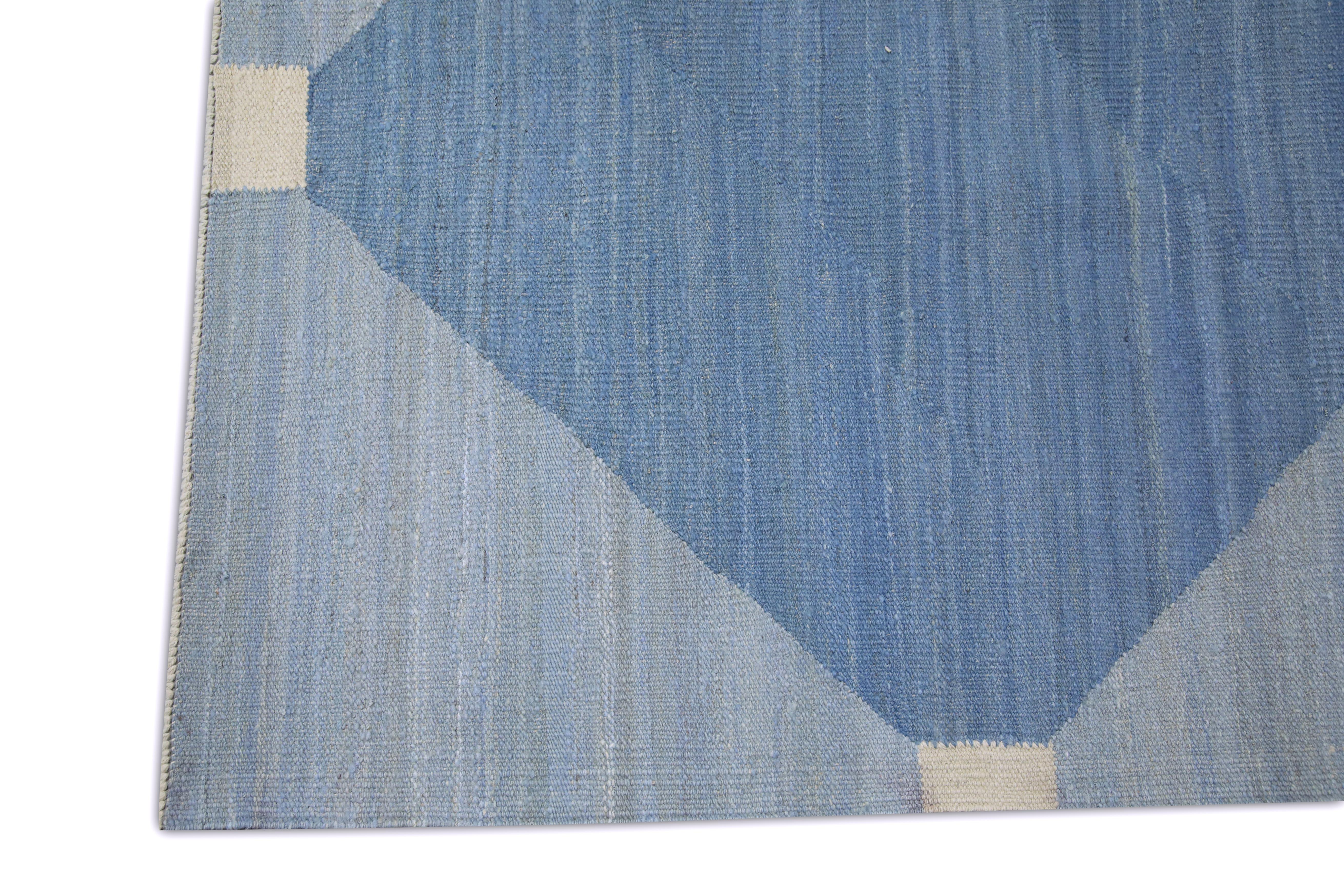 Hand-Woven  Flatweave Handmade Wool Rug 10'3