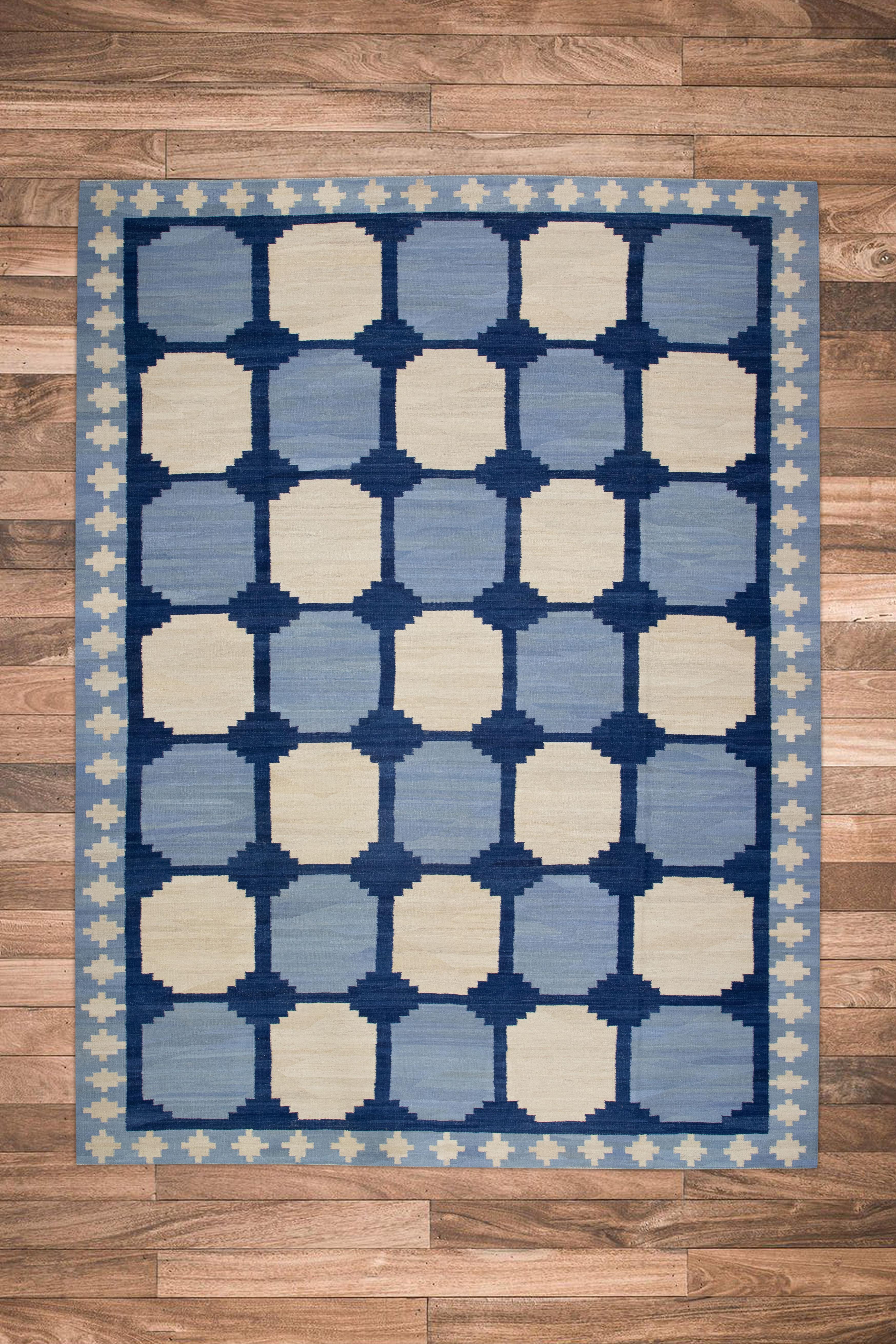 Contemporary  Flatweave Handmade Wool Rug 10'6