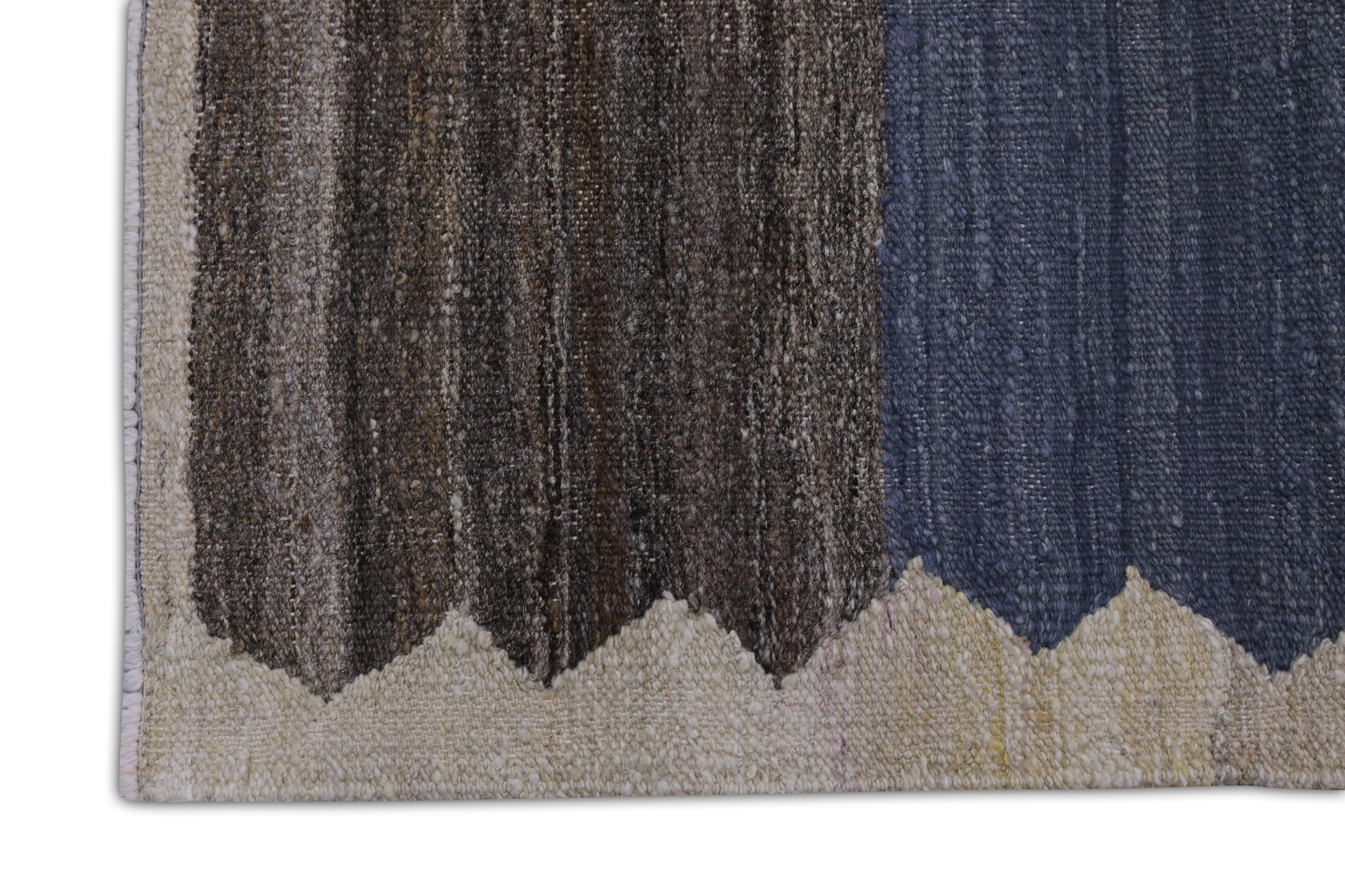 Hand-Woven  Flatweave Handmade Wool Rug 10'x 12' For Sale