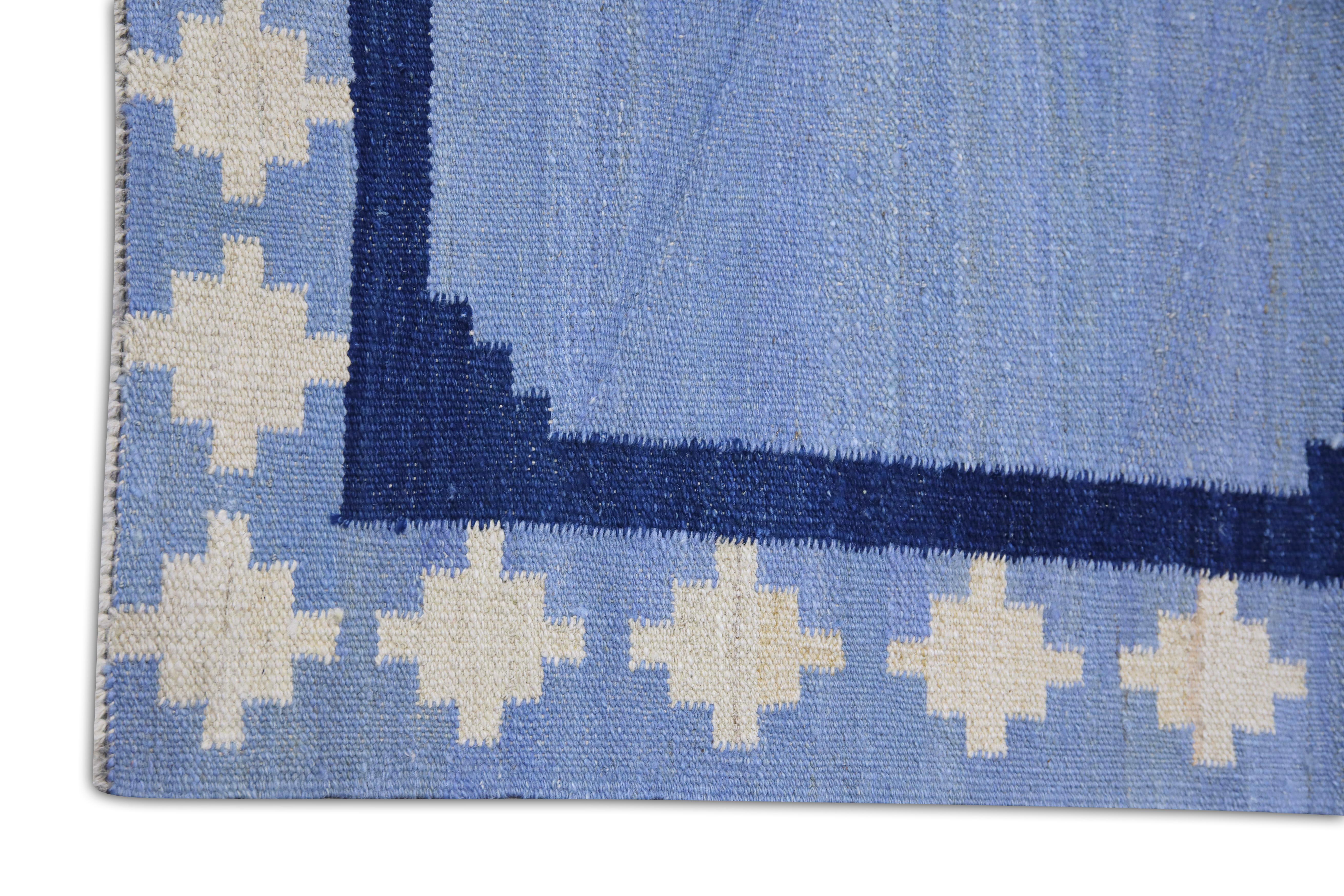 Hand-Woven  Flatweave Handmade Wool Rug 12'4
