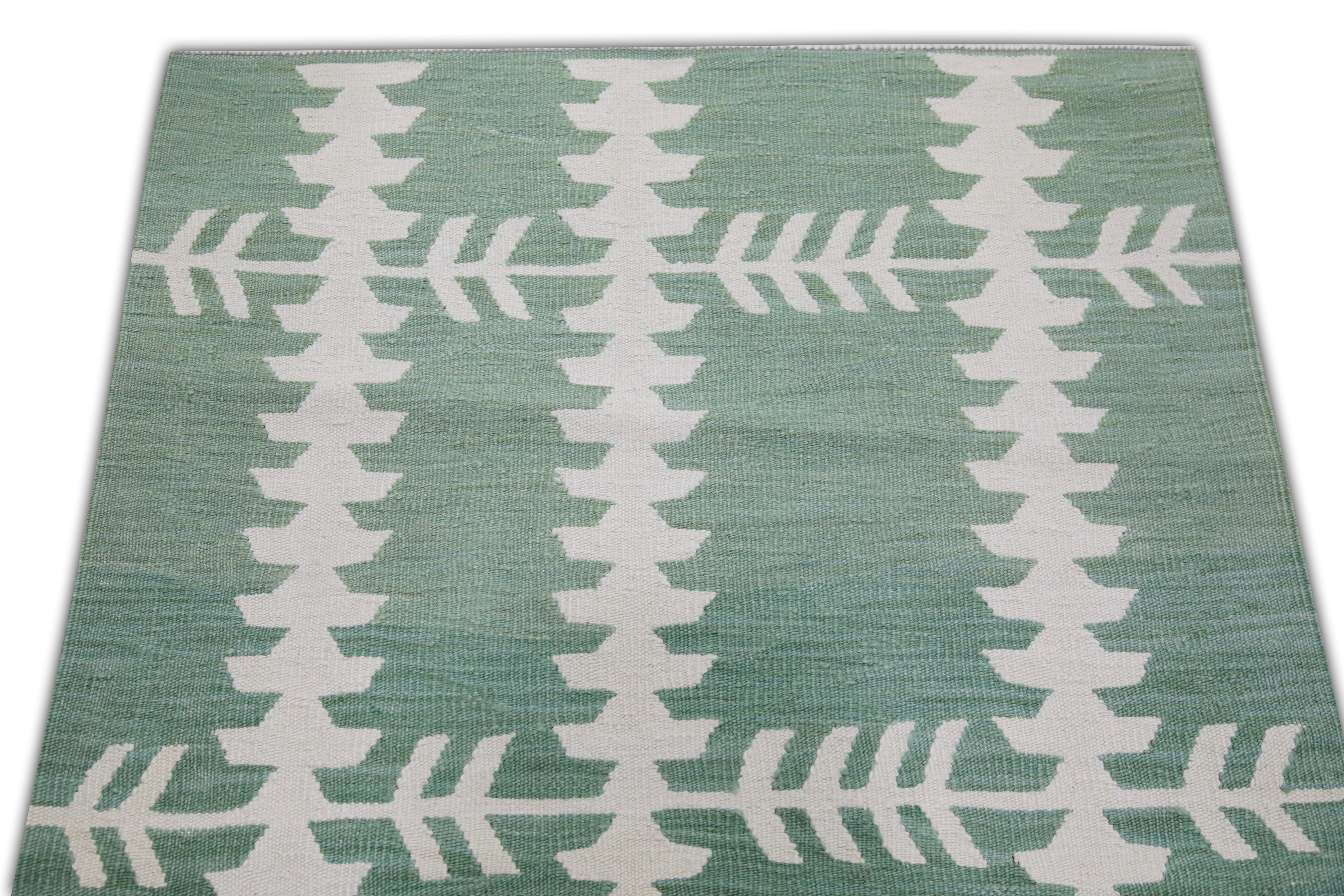Handgefertigter Flachgewebe-Wollteppich 2'11