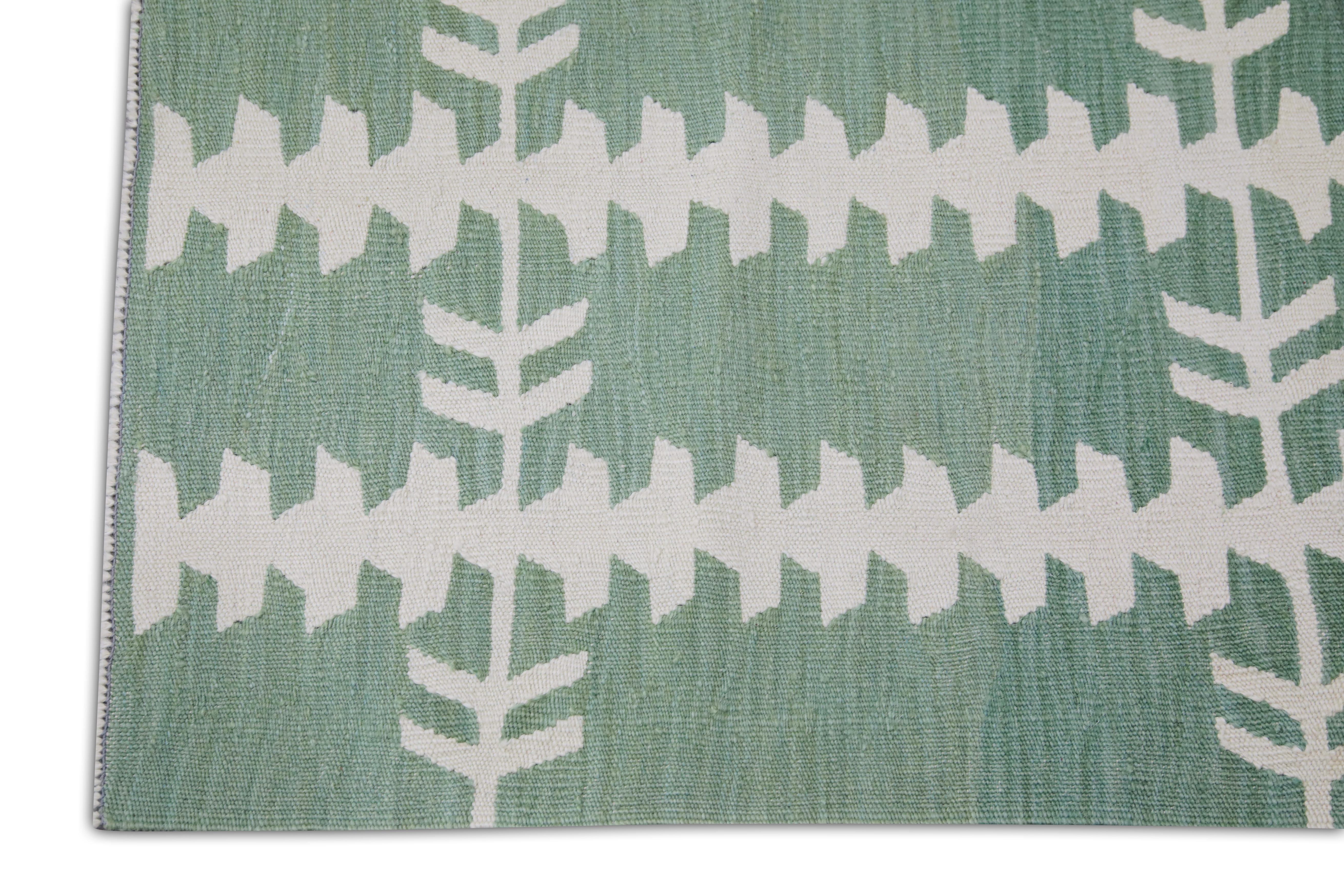 Handgefertigter Flachgewebe-Wollteppich 2'11