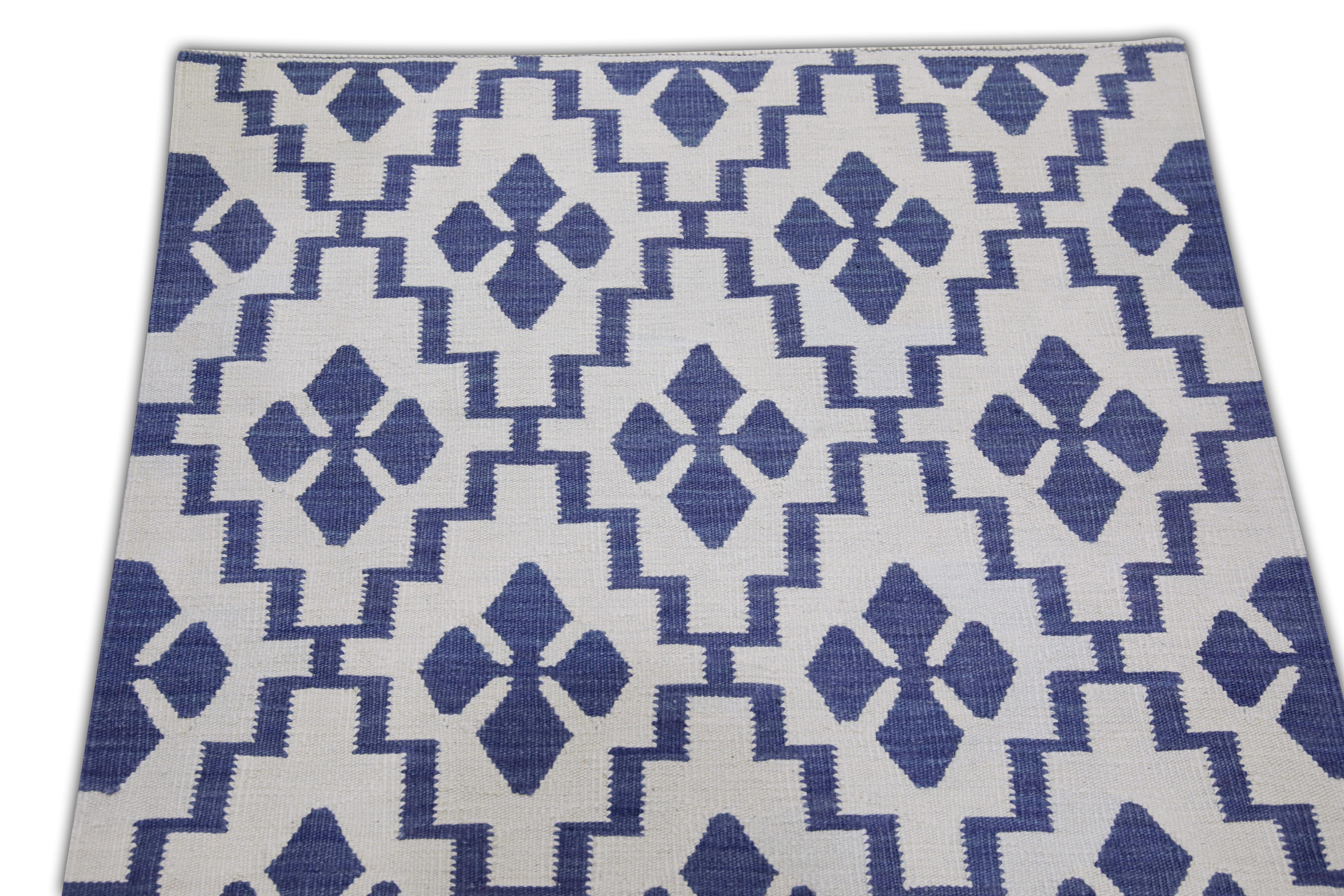Moderno Tappeto in lana fatto a mano a tessitura piatta 3' x 5'2
